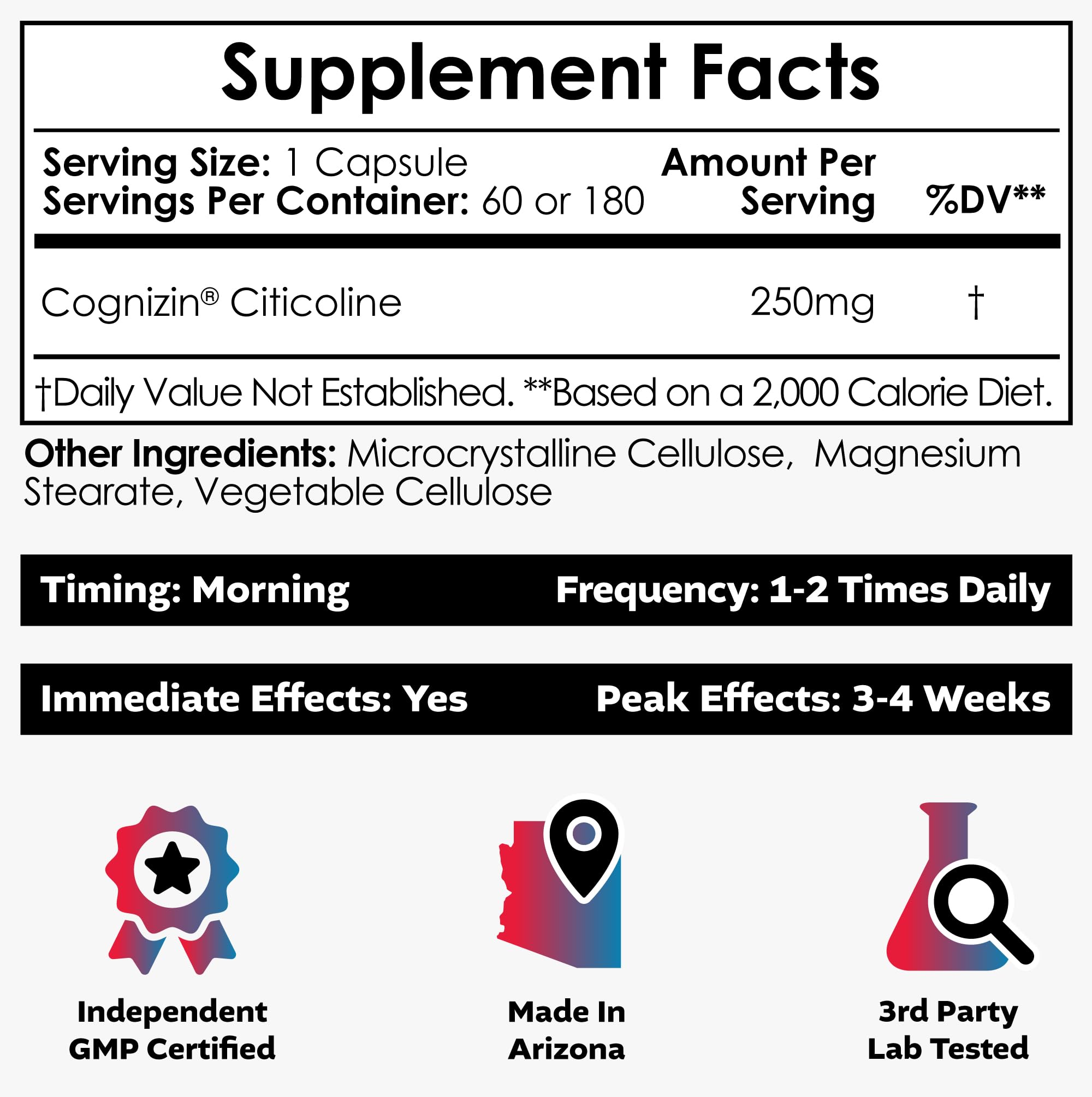 Nootropics Depot Cognizin Citicoline Capsules | 60 Count | Choline Supplement | Brain Health Supplement | Regulates Memory and Cognitive Function | Supports Attention, Focus and Recall Nootropics Depot uk supplements