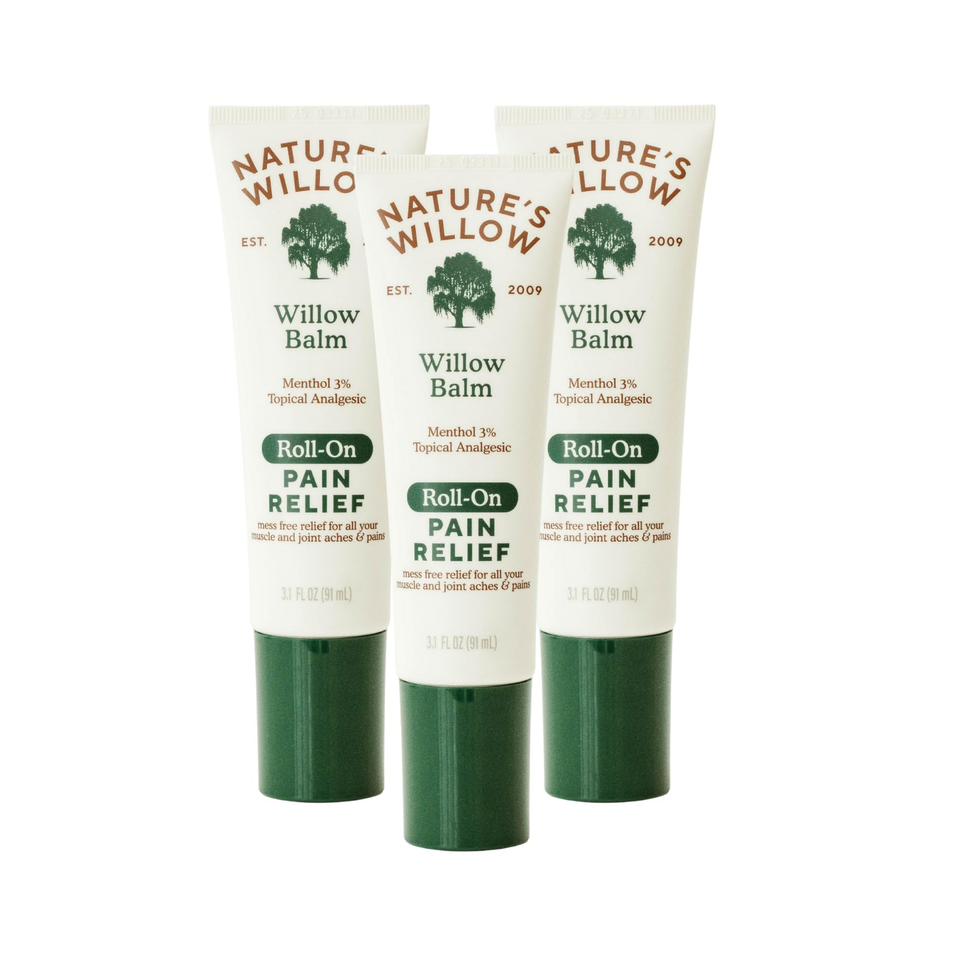 NEW Nature's Willow ROLL-ON Pain Relief | Fast-Acting, No-Mess Relief for Back, Neck, Knees & Joints | Willow Bark & Menthol | Clean, Fresh Scent | No Dyes or Artificial Fragrance | 3.1 fl oz | 3-Pack Nature's Willow uk supplements