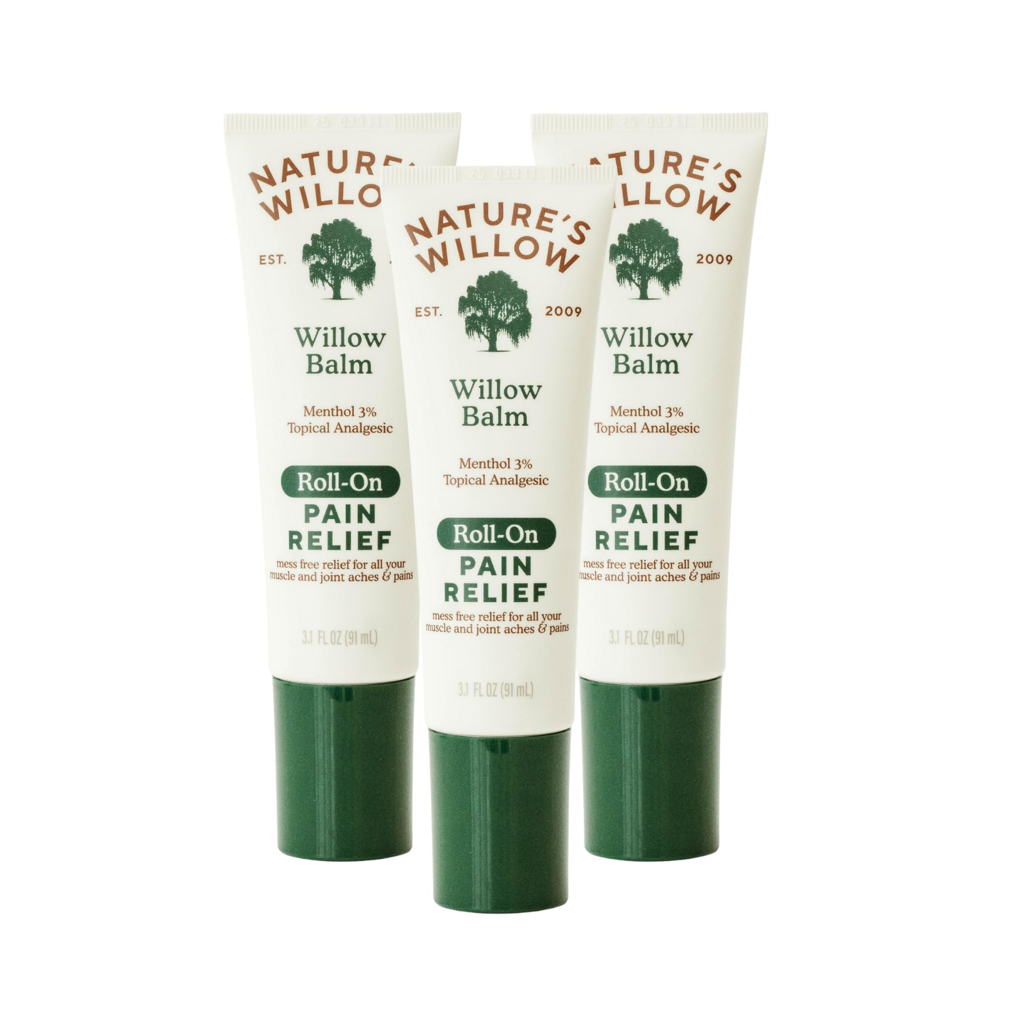 NEW Nature's Willow ROLL-ON Pain Relief | Fast-Acting, No-Mess Relief for Back, Neck, Knees & Joints | Willow Bark & Menthol | Clean, Fresh Scent | No Dyes or Artificial Fragrance | 3.1 fl oz | 3-Pack Nature's Willow uk supplements