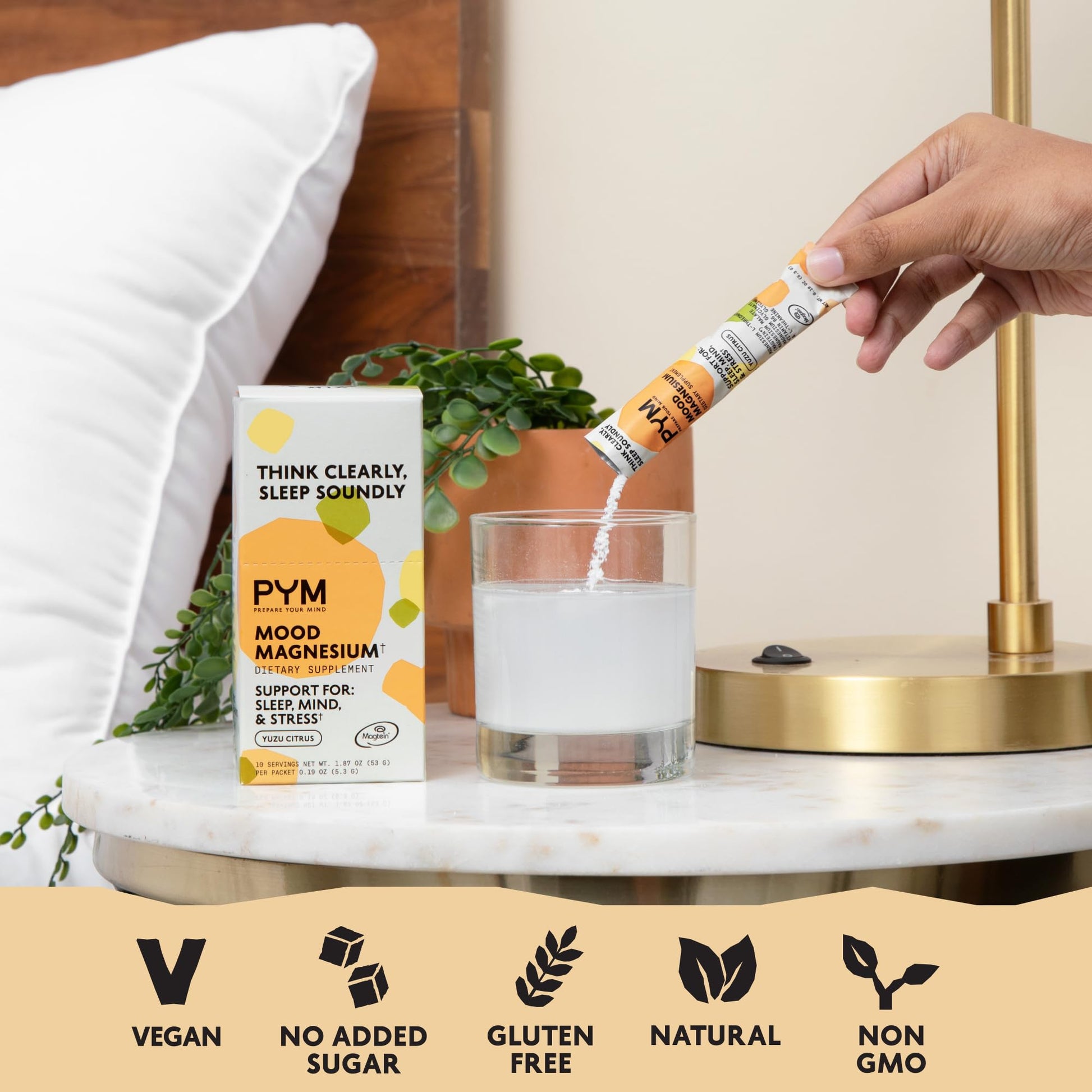 PYM Mood Magnesium Powder Packets (10-Servings) Magnesium Glycinate, L-Threonate & Malate Powder | Aid & Mood Support Supplement for Stress PYM Health uk supplements