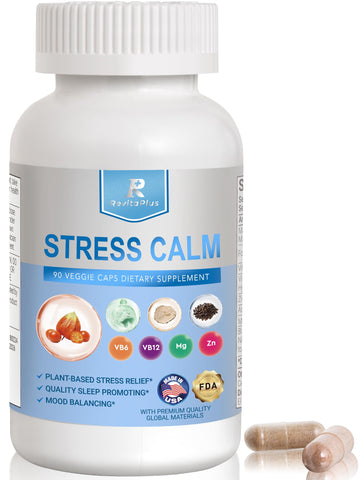 RevitaPlus 8-in-1 Ashwagandha Supplements with B12 B6 Magnesium Maca Zinc Folate, Cortisol Supplements for Women and Men Supports Stress Relief, Sleep, Energy, Focus(90 Capsules) RevitaPlus uk supplements