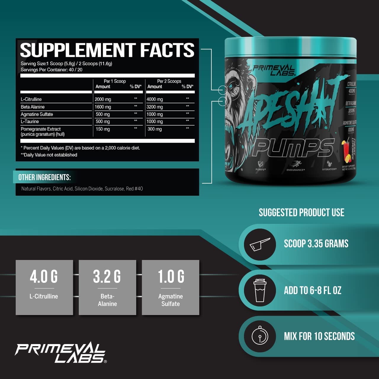 Primeval Labs Ape Pumps Natural Pre Workout Powder | Caffeine Free Preworkout Primeval Labs uk supplements