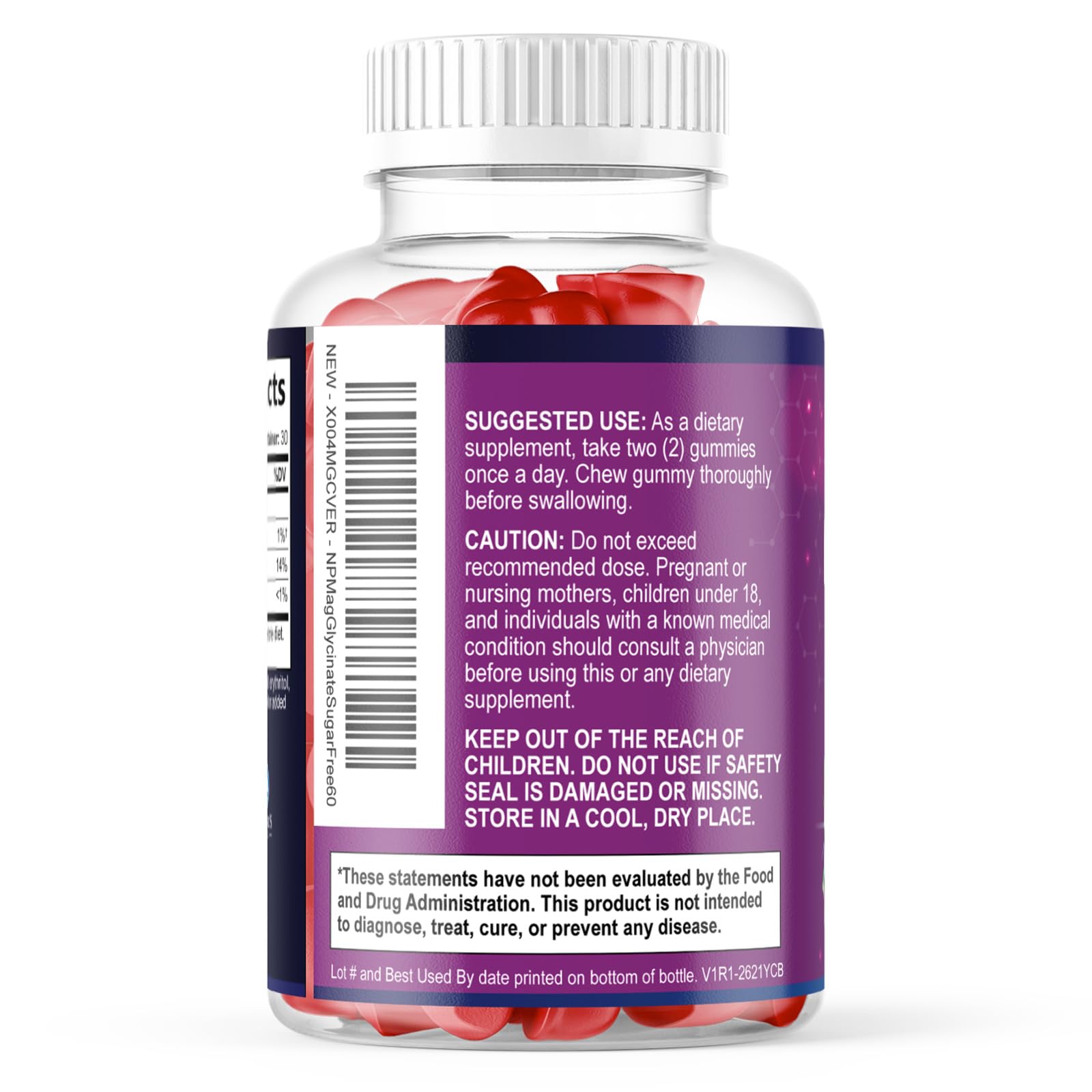 Magnesium Glycinate Gummies - Sugar Free - 100% Chelated Magnesium Gummy Supplement for Max Absorption - for Sleep Support & Heart, Muscle & Bone Health - Gentle on Stomach, Grape Flavor - 60 Gummies Nature's Peak uk supplements