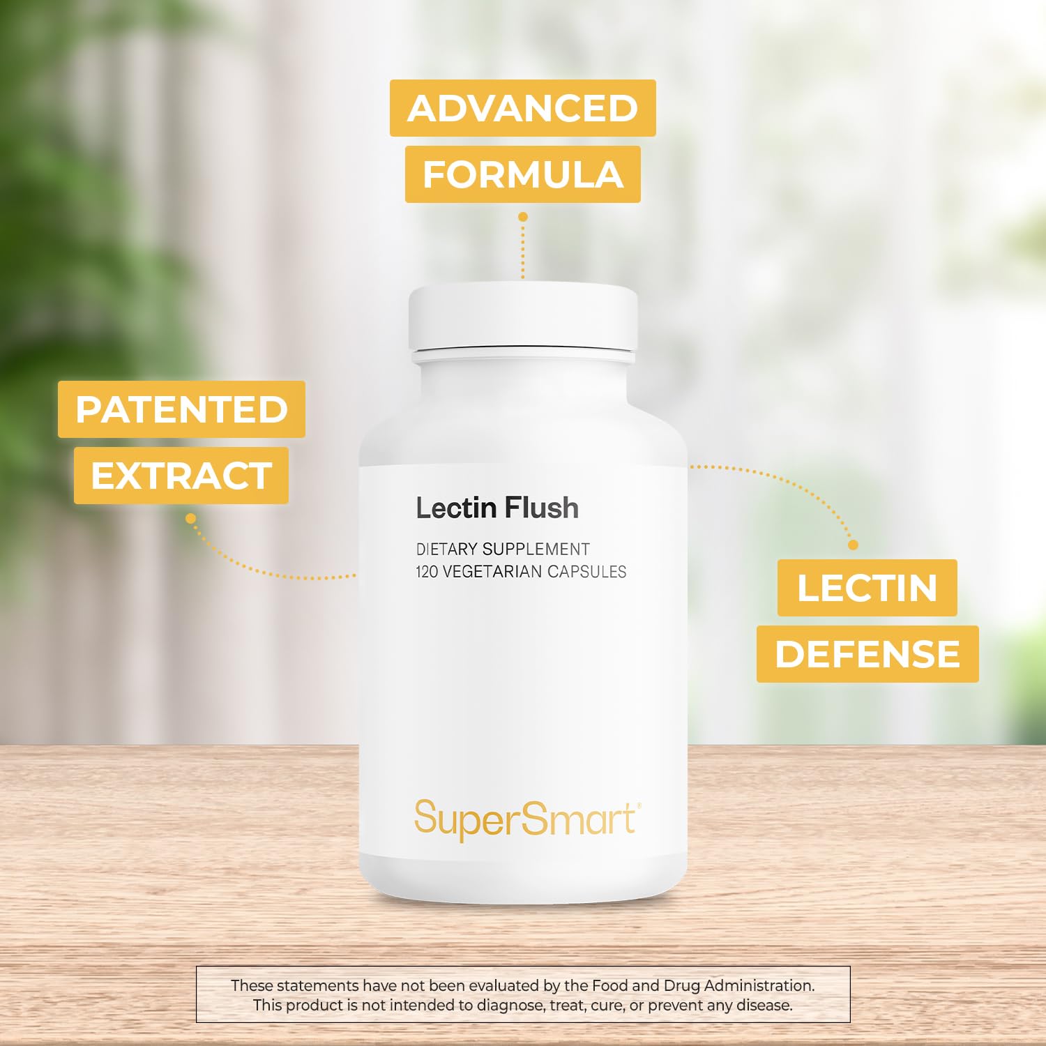 Supersmart - Lectin Flush - Lectin Blocker Shield Supplement - Digestive Support & Detox - Intolerances & Food Allergies - Intestinal Health | Non-GMO & Gluten Free - 120 Vegetarian Capsules Supersmart uk supplements
