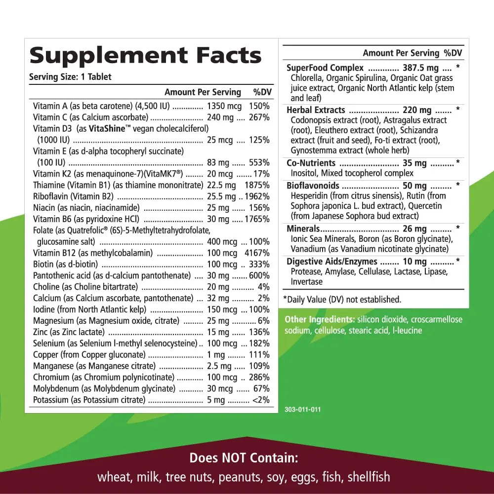 One n Only Whole Food Multivitamin by Pure Essence - Super Energetic Once a Day with Superfoods, Minerals, Enzymes PURE ESSENCE LABS uk supplements