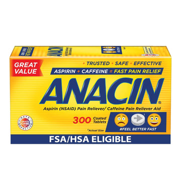Anacin Aspirin & Caffeine Fast Pain Relief, Eases Minor Aches and Pains Due to Headache, Muscle Aches & Arthritis, 300 Count ANACIN uk supplements