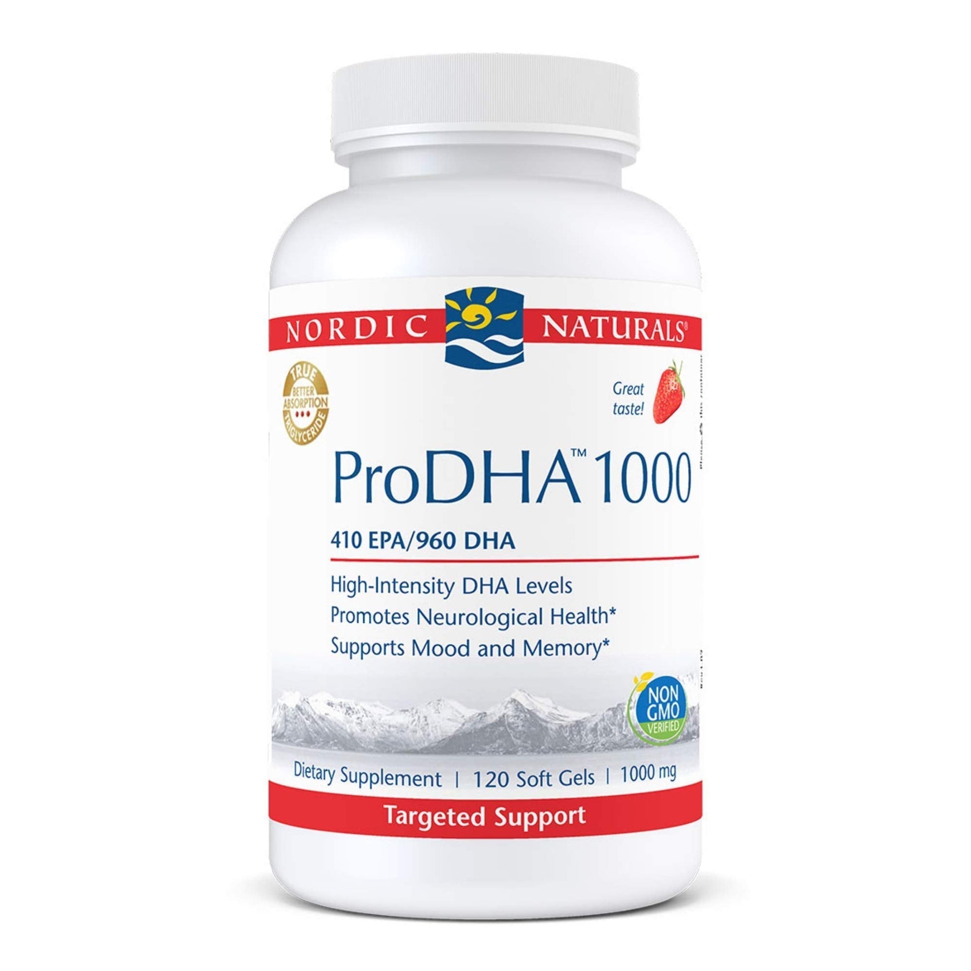 Nordic Naturals ProDHA 1000, Strawberry - 120 Soft Gels - 1660 mg Omega-3 - High-Intensity DHA Formula for Neurological Health, Mood & Memory - Non-GMO - 60 Servings Nordic Naturals uk supplements