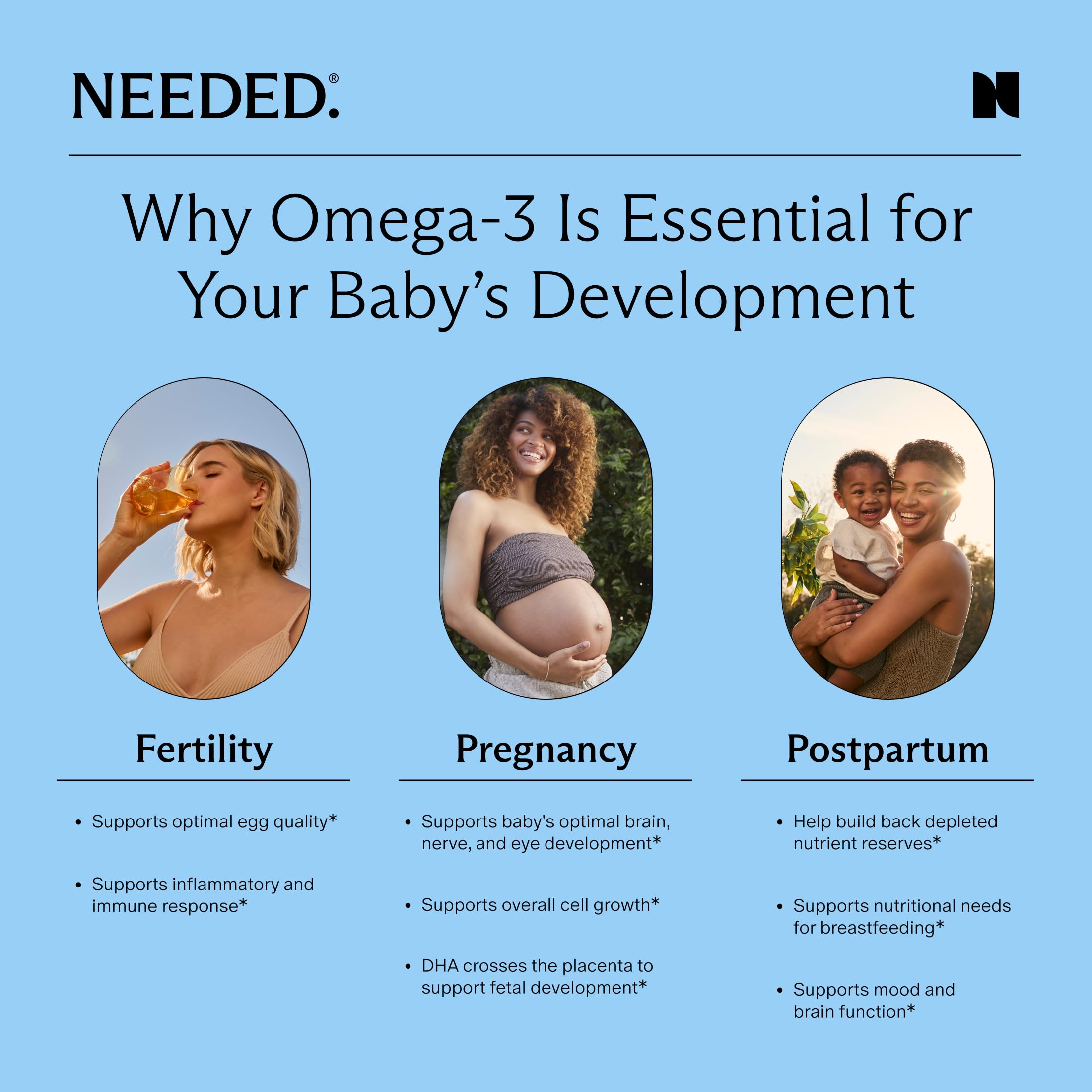 Needed. Prenatal Omega-3 - High Potency Dose of Sustainably Sourced Fish Oil, 1000mg DHA, 1000mg EPA, Encased in a Gelatin-Free, Plant-Based Softgel Shell Needed. uk supplements