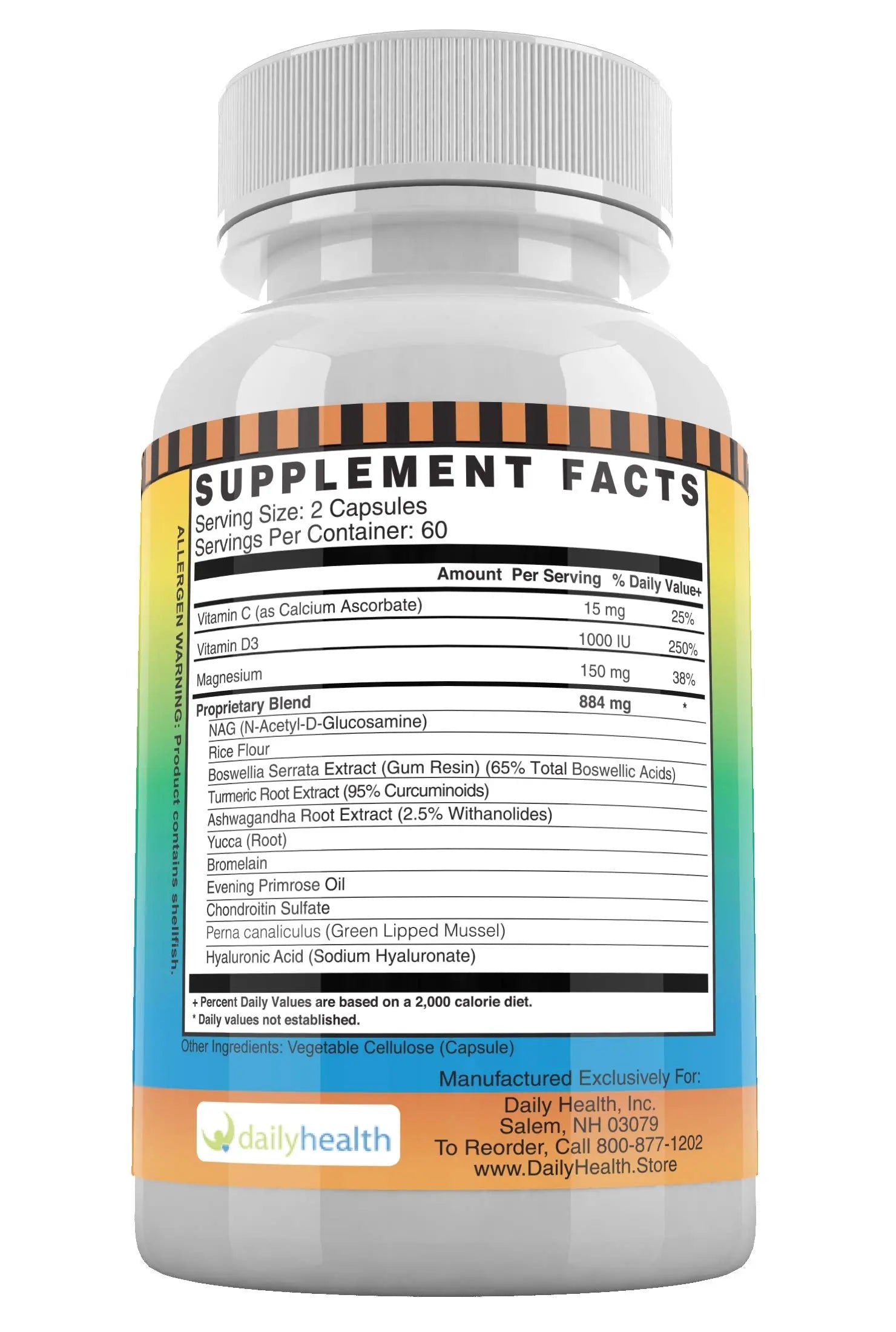 Daily Health, FlexProtex D Joint Muscle Support Supplement 3 Bottles Plus 1 Bottle Daily Marine Coral Calcium 90 Capsules Daily Health uk supplements