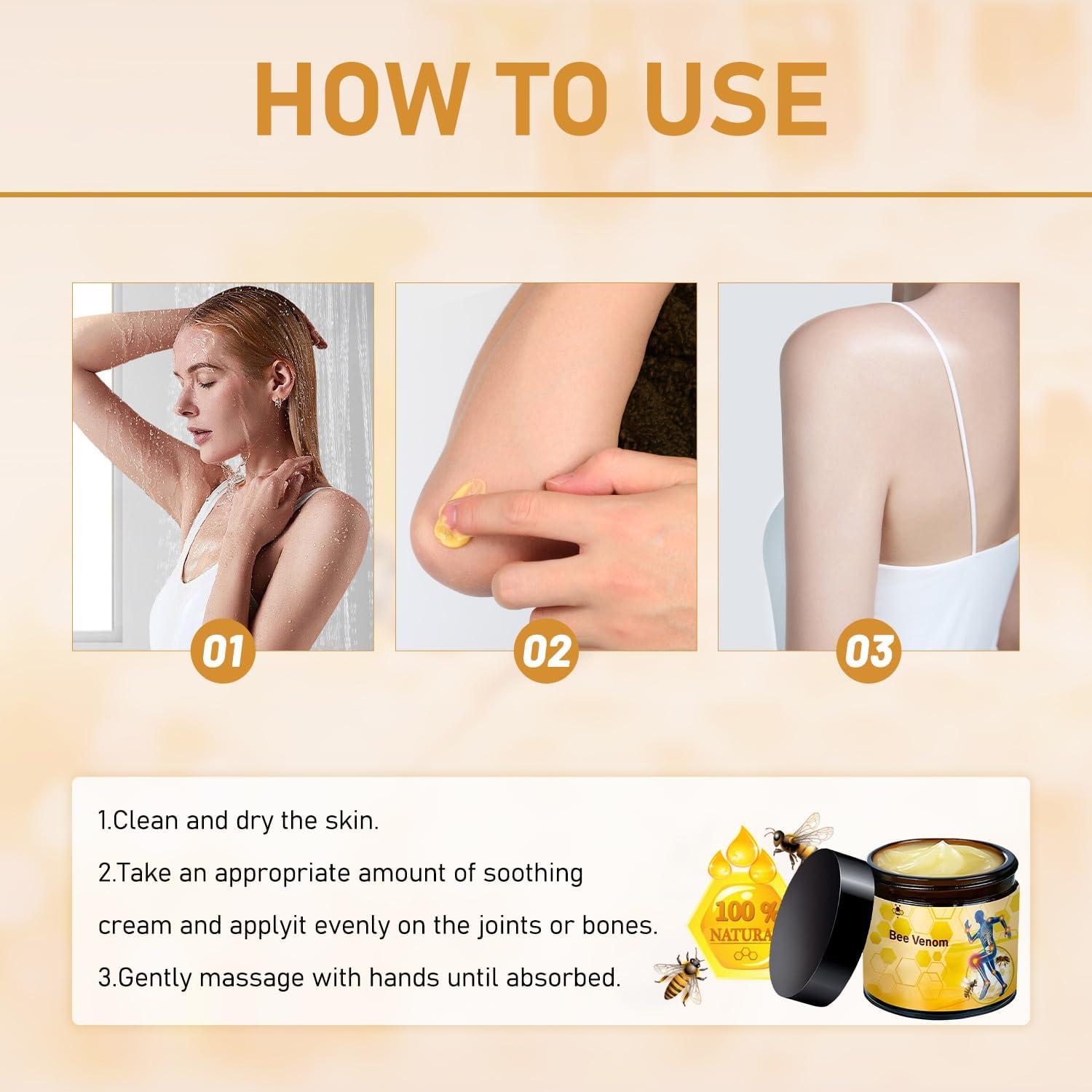 2 Pcs Bee Venom Cream, Professional Bee Venom Cream, Natural Joint Gel, for Neck,Waist,Back Hand Feet and Leg LinTsing uk supplements