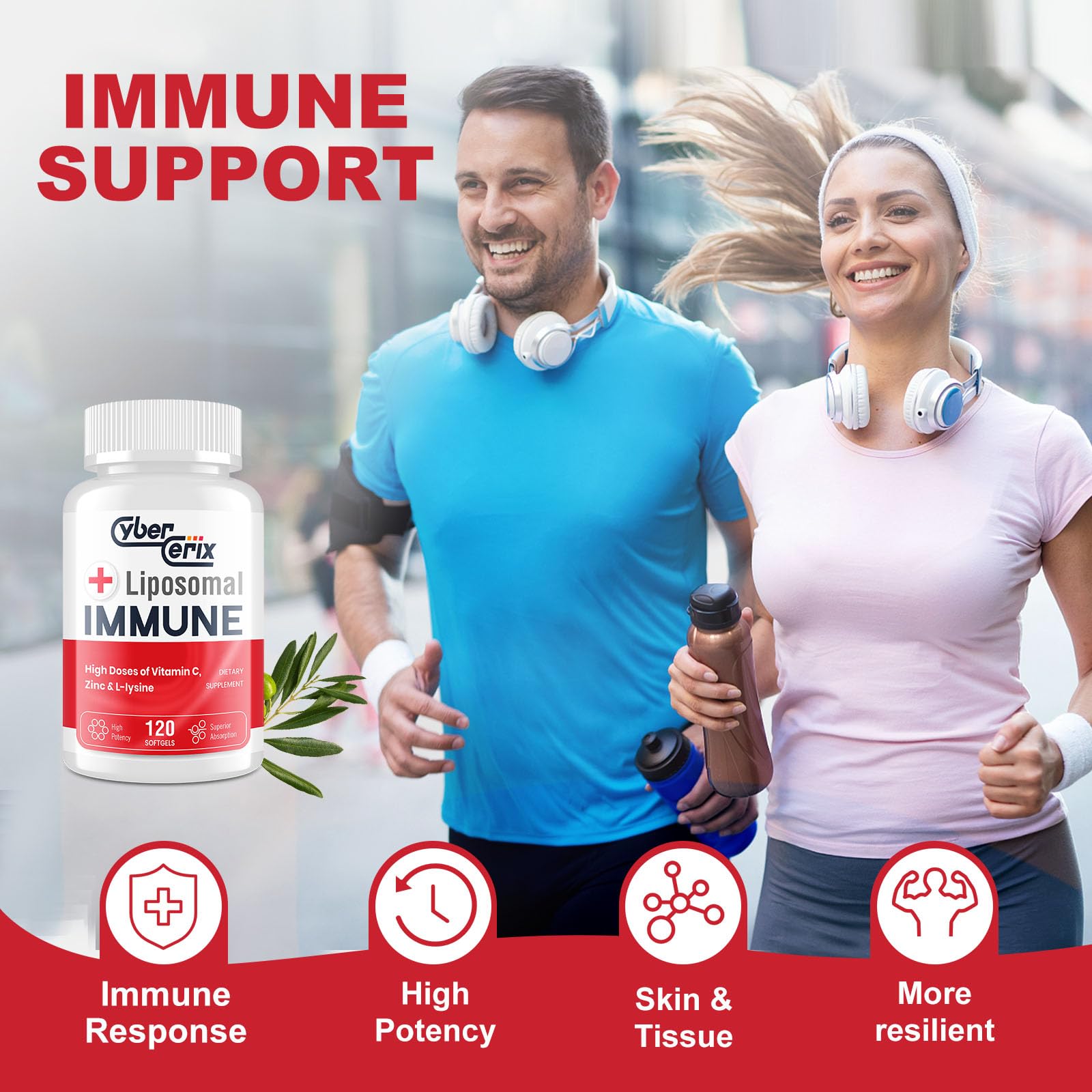 CyberCerix Advanced Liposomal Immune Supplement, Complex with L-Lysine 1,500mg, Vitamins, Minerals & Herbal Extracts, Comprehensive Daily Wellness Blend for Men & Women - 120 Capsules CyberCerix uk supplements