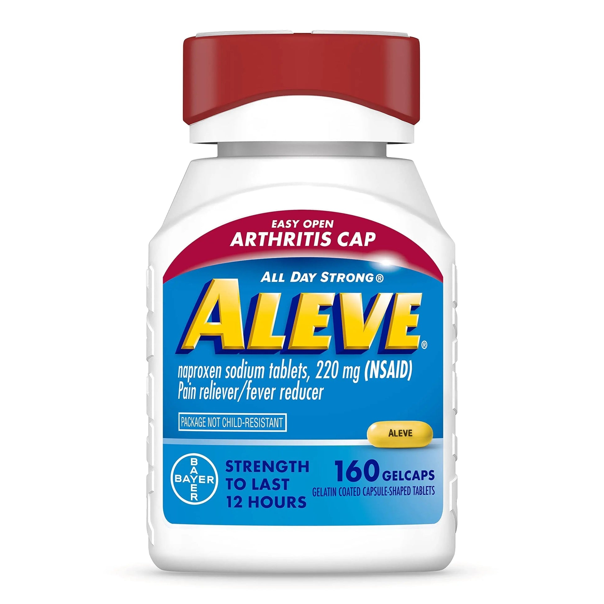 Aleve Gelcaps with Easy Open Arthritis Cap, Naproxen Sodium, Medication for Arthritis Pain, 160 Count Aleve uk supplements