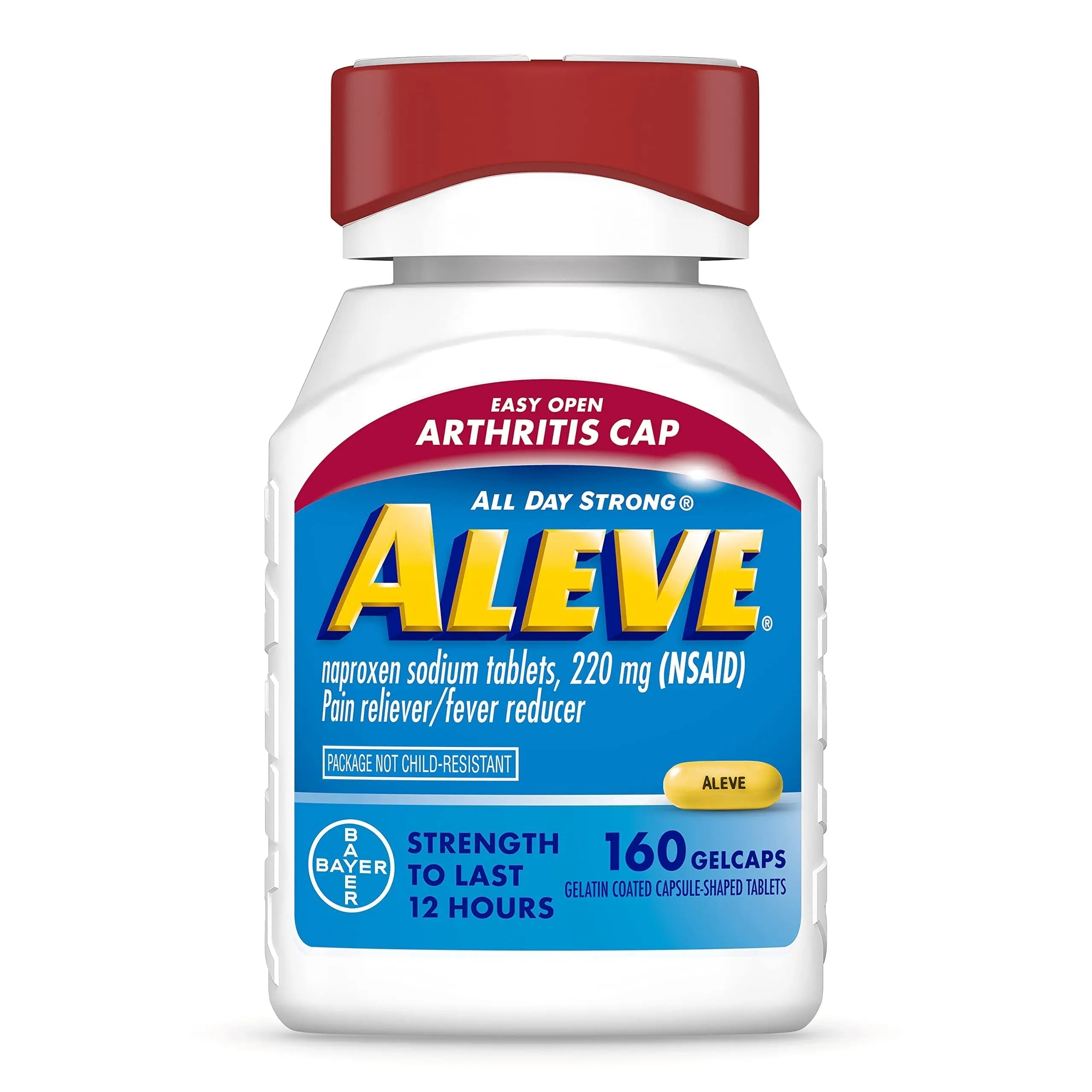 Aleve Gelcaps with Easy Open Arthritis Cap, Naproxen Sodium, Medication for Arthritis Pain, 160 Count Aleve uk supplements
