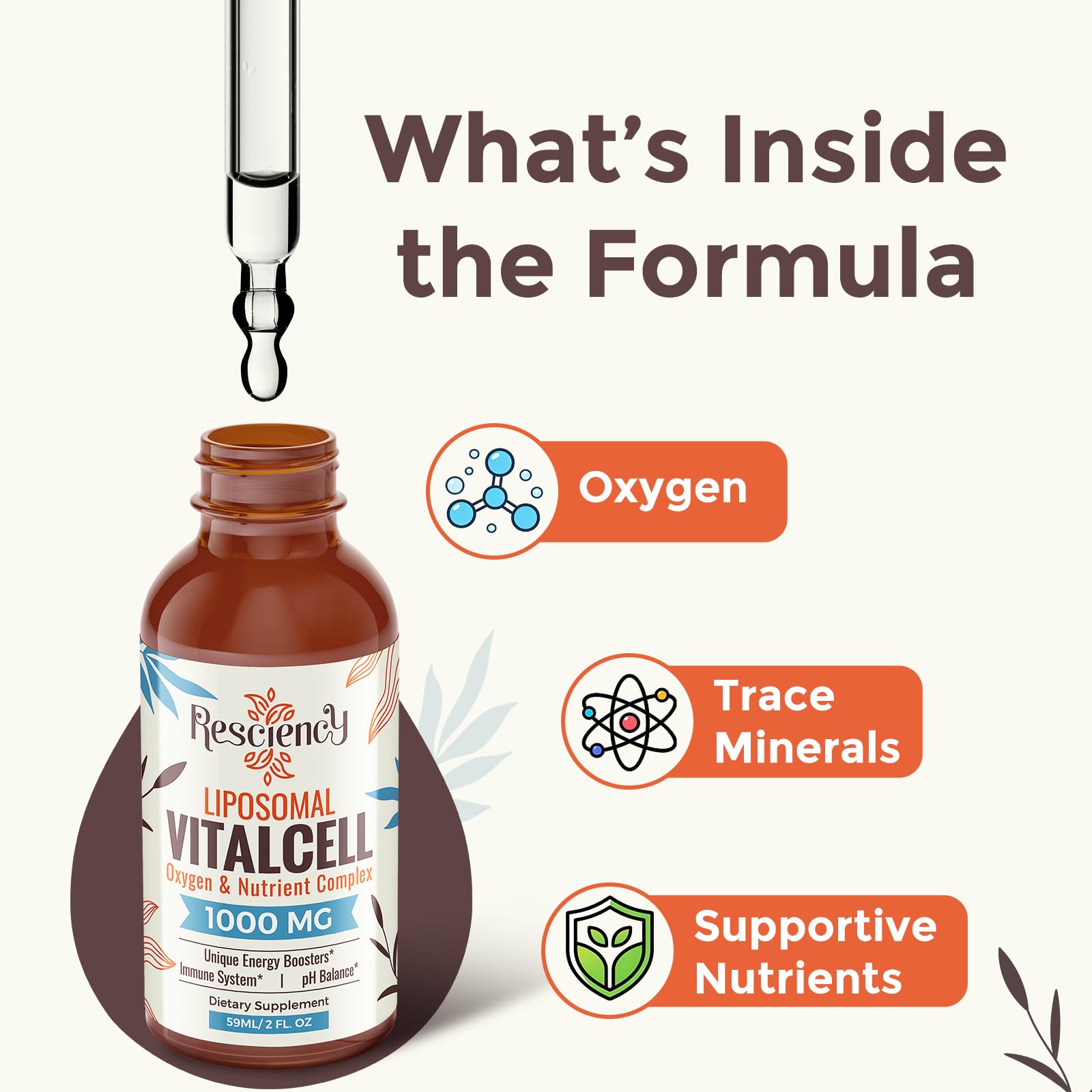 13-in-1 Liquid Oxygen Boost & Nutrient Supplement, Liposomal Optimized-Delivery Blend with Trace Minerals, Amino Acids, CoQ10, B Vitamins & Fulvic Acid, Daily Wellness Liquid Oxygen Drops, 2 fl oz Resciency uk supplements