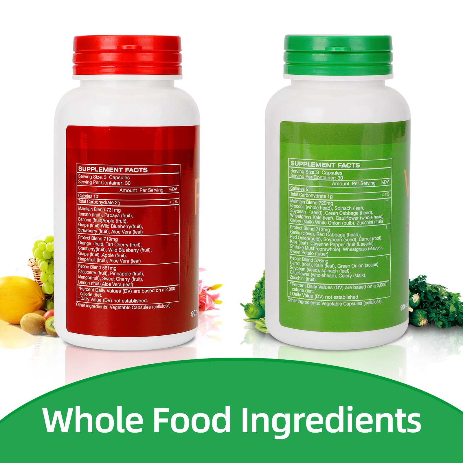 Fruit and Veggies Supplement Ingredients Natural – 4 Bottles 360 Total Vegetarian Capsules | Balance of Natural 16+18 Whole Fruits & Veggies Blend | Fresh Superfood Formula with Vitamins and Minerals JulyDeer uk supplements