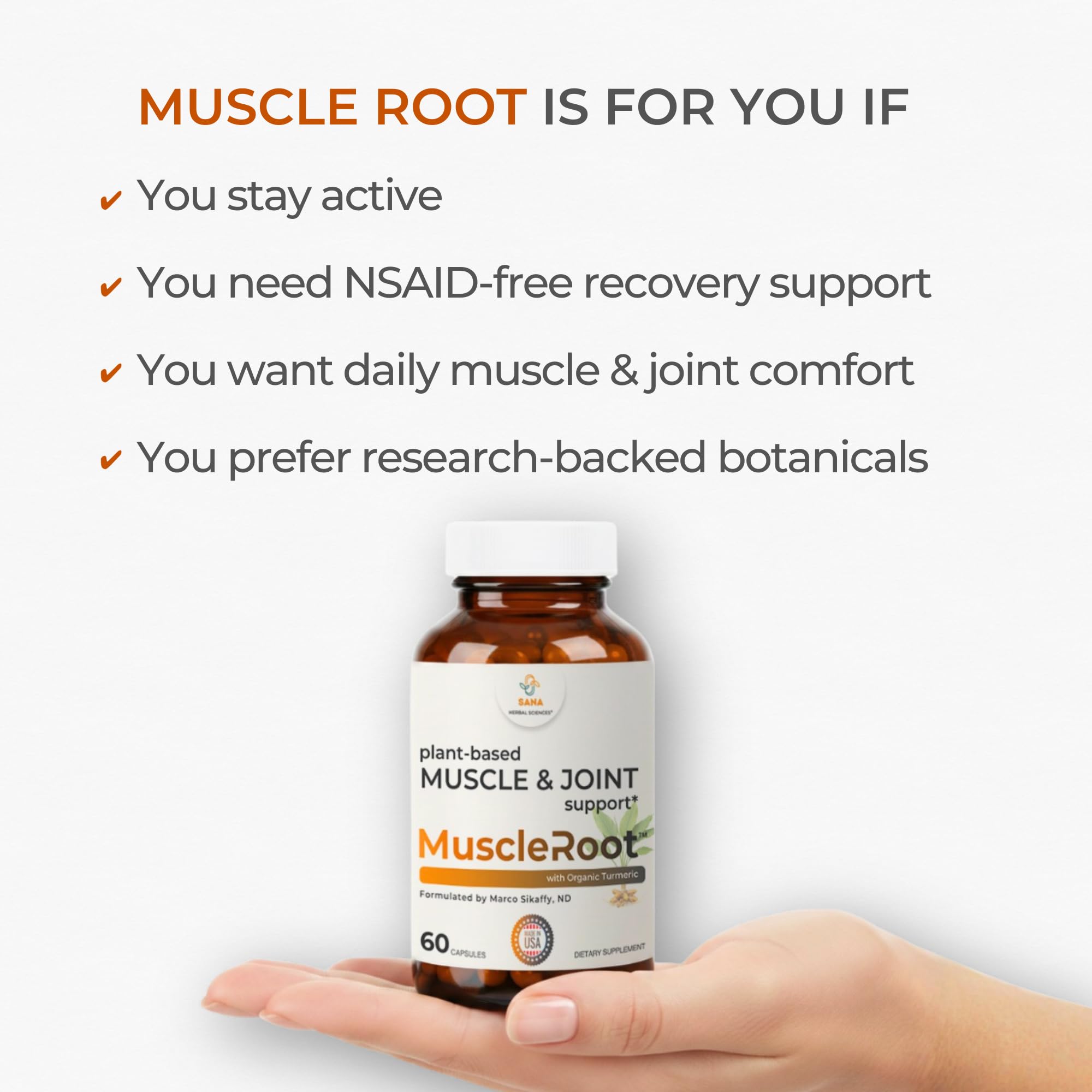 Muscle & Joint Support Supplement – Botanical Formula for Healthy Inflammatory Response | 6 Research-Backed Botanicals | Organic Turmeric | 60 Capsules | Sana Herbal Sana Herbal Sciences uk supplements