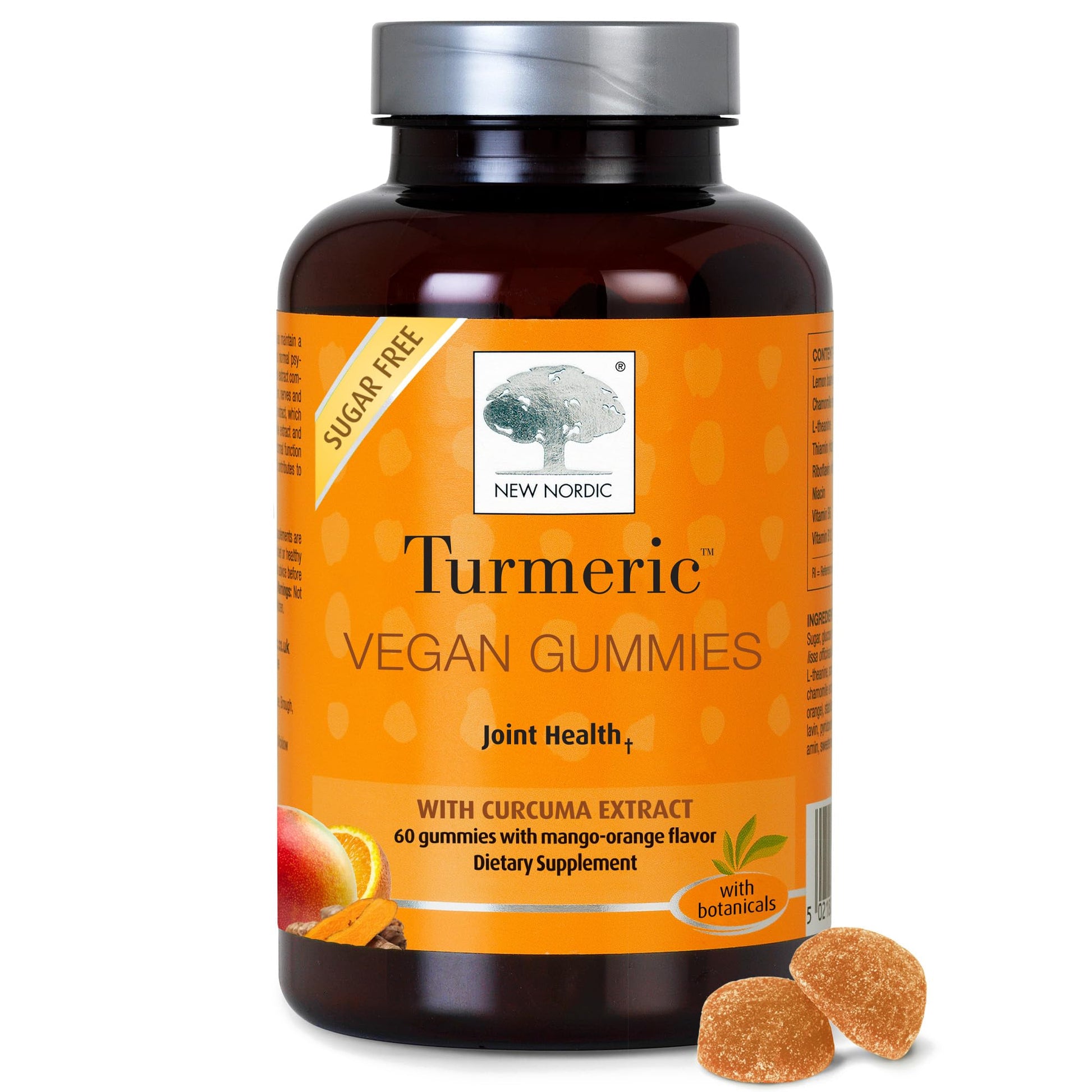 NEW NORDIC Turmeric Curcumin Gummies, Sugar Free, 300 mg Turmeric Supplement for Men and Women, Supports Normally Functioning Joints, Knees, Shoulders, Mango Orange, 60 Count NEW NORDIC uk supplements