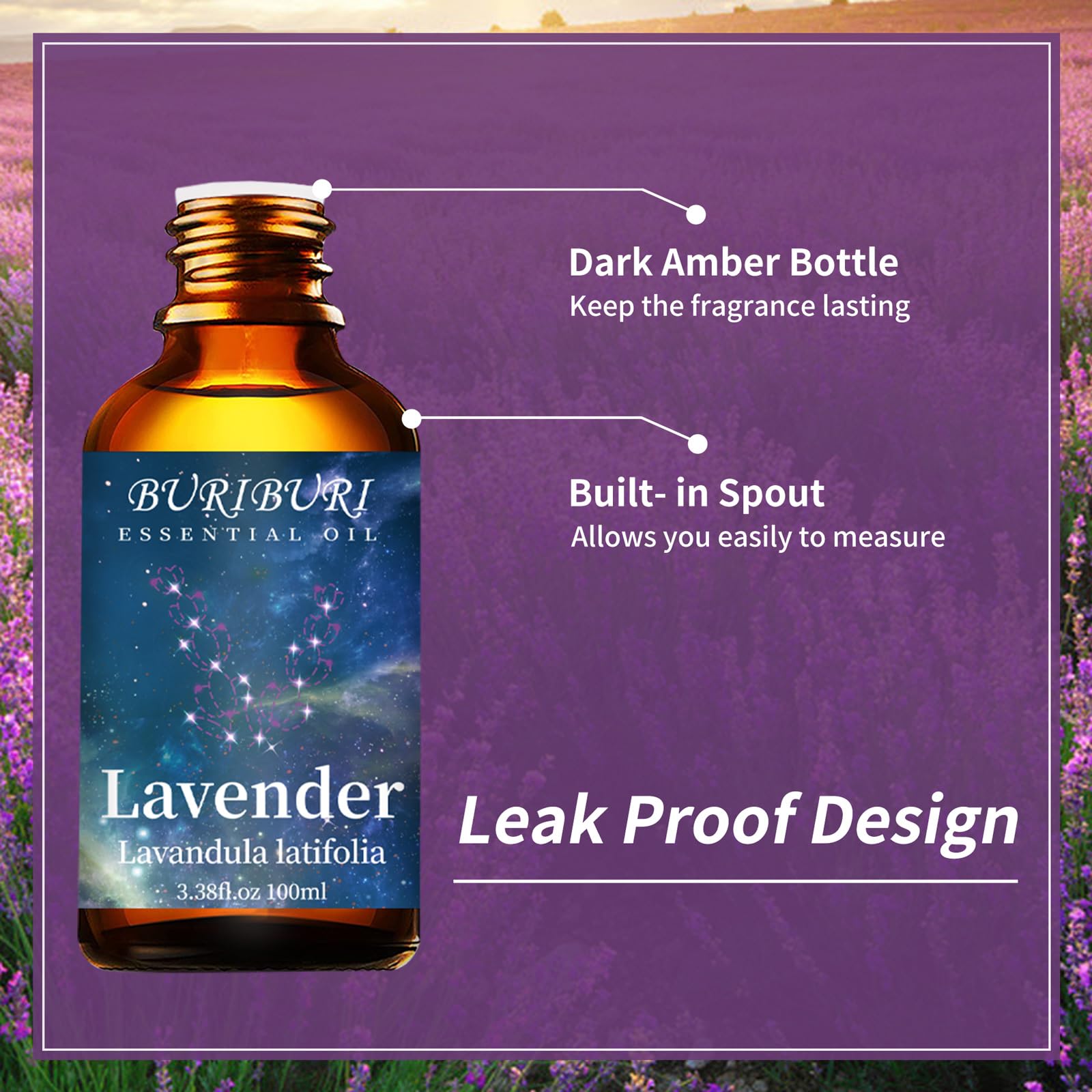 BURIBURI Lavender Essential Oil 100ML, 100% Pure Undiluted, Natural, Organic Aromatherapy Oil Lavender Oils BURIBURI uk supplements