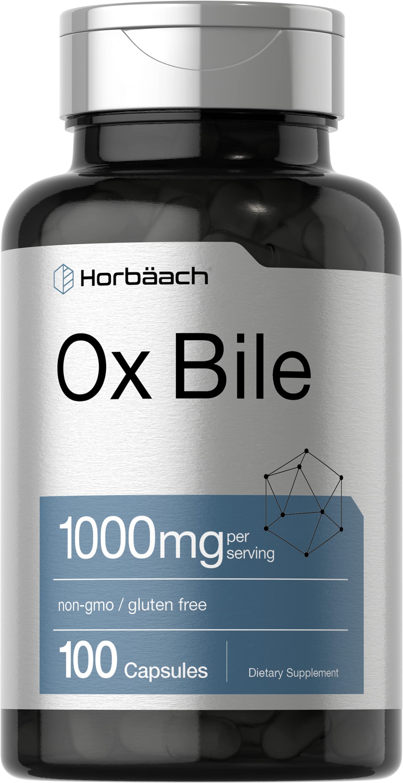 Ox Bile 1000 mg 100 Capsules | Digestive Enzymes Supplement | Non-GMO & Gluten Free Horbäach uk supplements