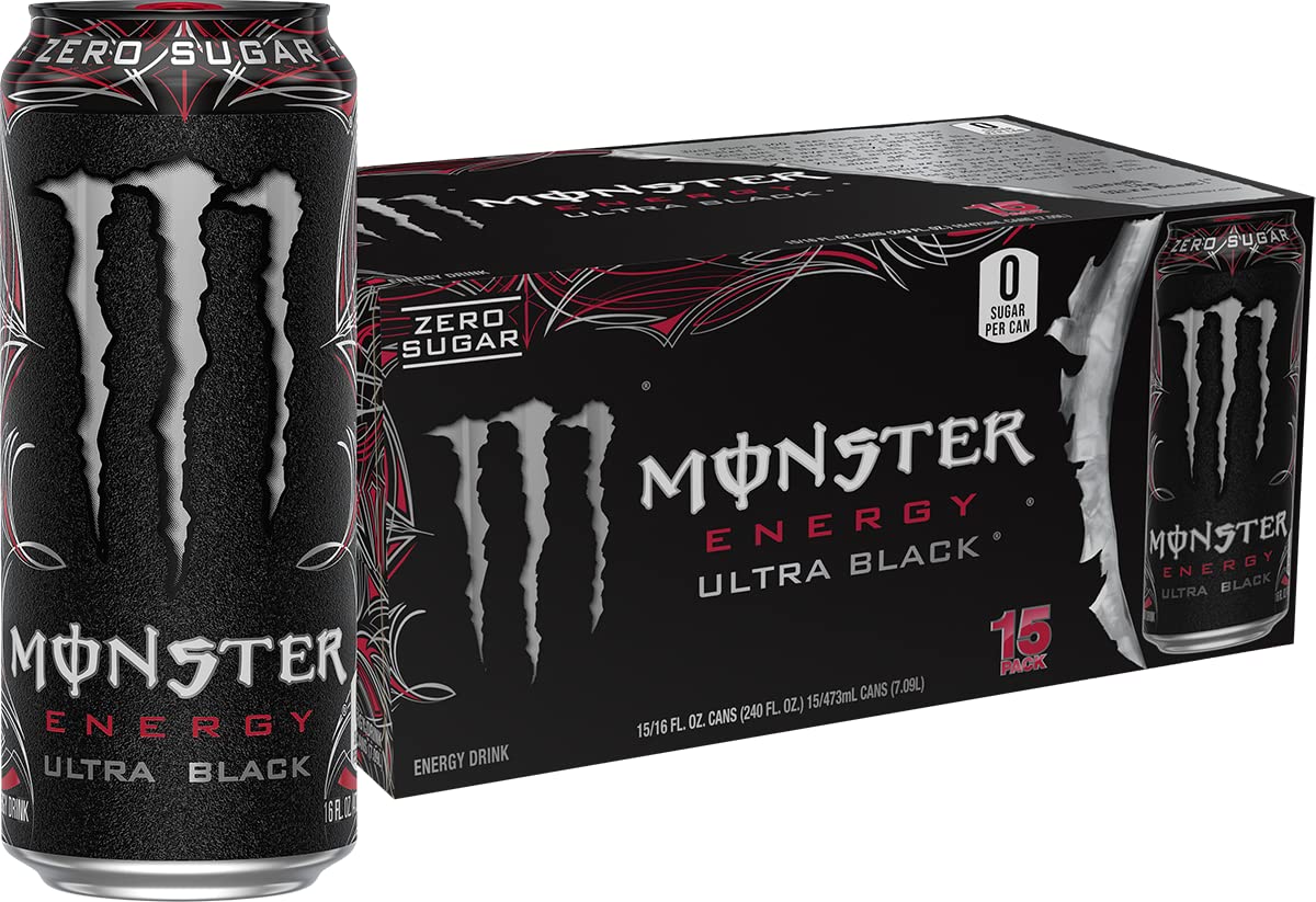 Monster Energy Ultra Black, Sugar Free Energy Drink, 16 Ounce (Pack of 15) Monster Energy uk supplements