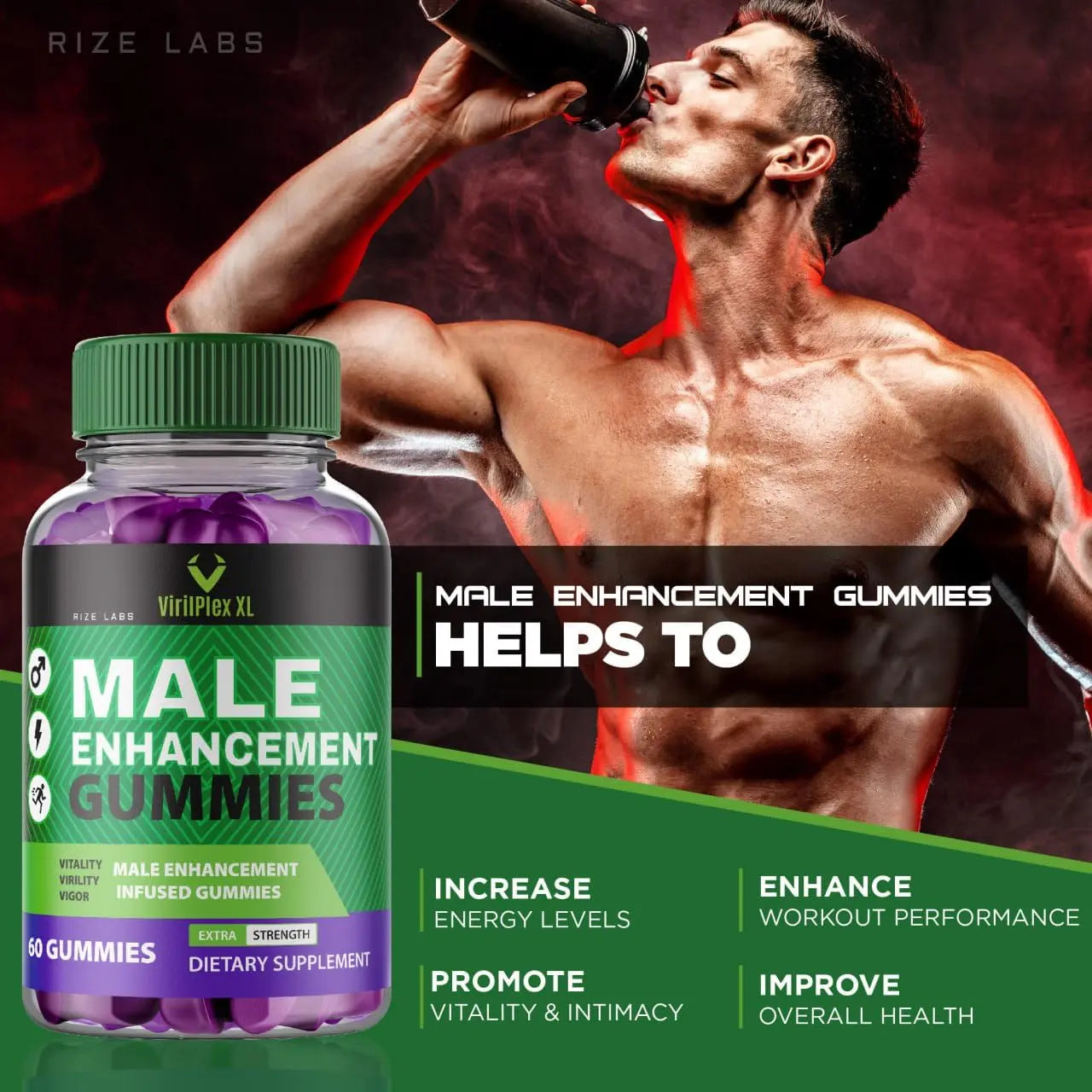 VirilPlex XL Male Performance Gummies, Premium Formula for Health and Wellbeing, VirilPlex XL for Men Gummys to Deliver Peak Performance Benefits, VirilPlexXL Gomitas (60 Gummies) rize labs uk supplements