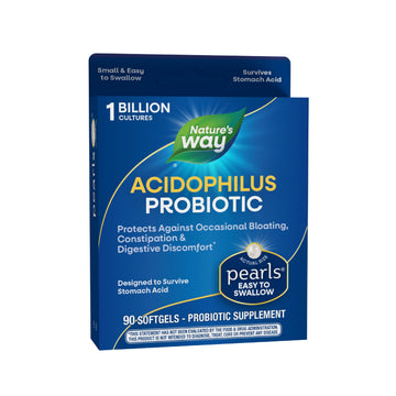 Probiotic Pearls Acidophilus Once Daily Probiotic Supplement, 1 Billion Live Cultures, Survives Stomach Acid, No Refrigeration, 90 Softgels Nature's Way uk supplements