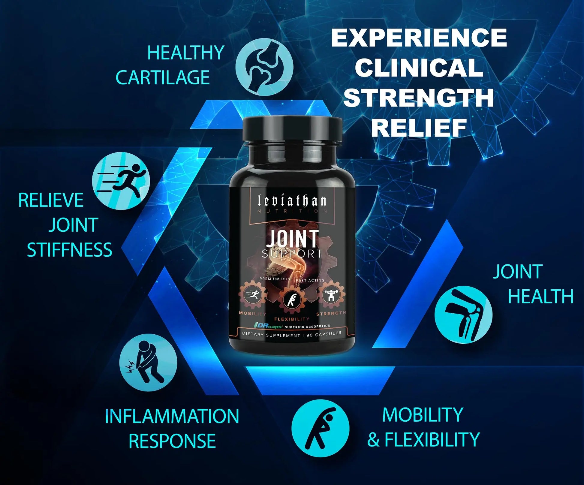 Leviathan Nutrition Joint Support | Helps Repair & Restore Joints for Comfort Mobility, Flexibility, Strength & Joint Health with Boswellia for Hands Back Knee and Joints for Men & Women - 90 Capsules Leviathan Nutrition uk supplements