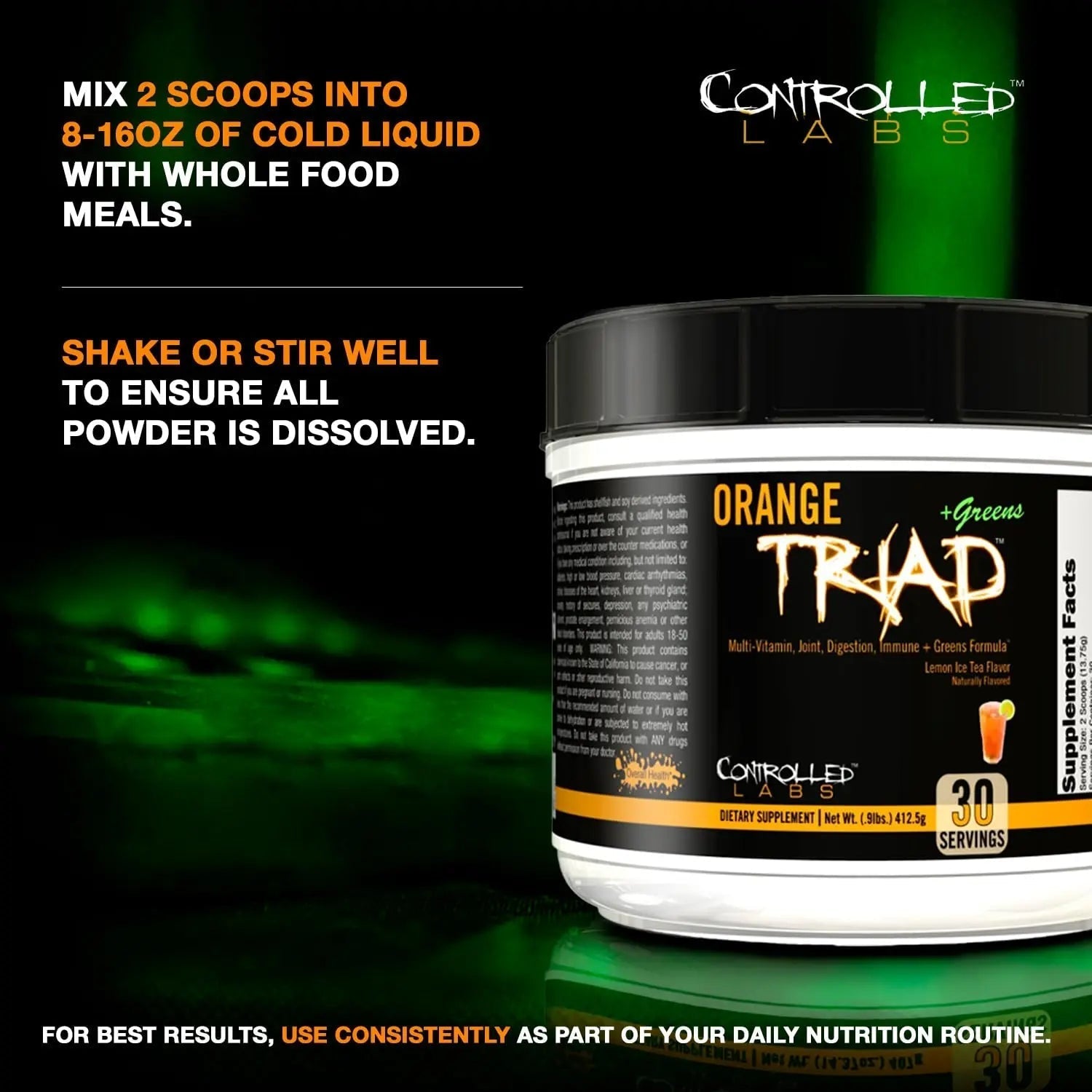 CONTROLLED LABS Orange Triad Plus Greens for Men and Women, 30 Servings Iron Free Sports Supplement for Overall Health CONTROLLED LABS uk supplements