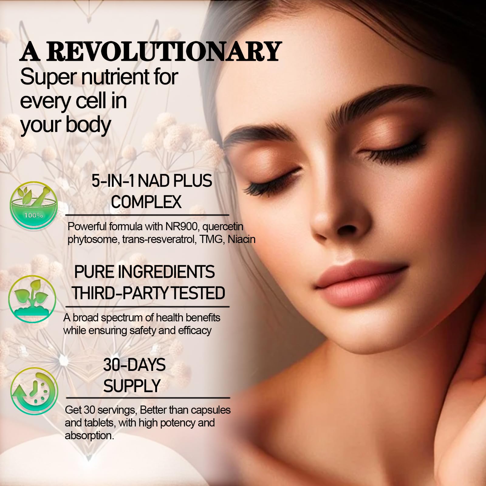 NAD Supplements for Women & Men, Liposomal NAD Nicotinamide Riboside Resveratrol 900mg, TMG, Quercetin, Vitamin B3, Organic Liquid NAD Resveratrol Supplement for Longevity, Energy, Anti-Aging, Focus WellVeraVida uk supplements