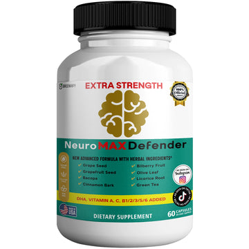 GREENVIFY NeuroMAX Defender Extra Strength Brain Support Supplement with Herbal Blend, 60 Capsules, DHA, B12, Vitamins A C D E, Selenium, 30-Day Supply (1) GREENVIFY uk supplements