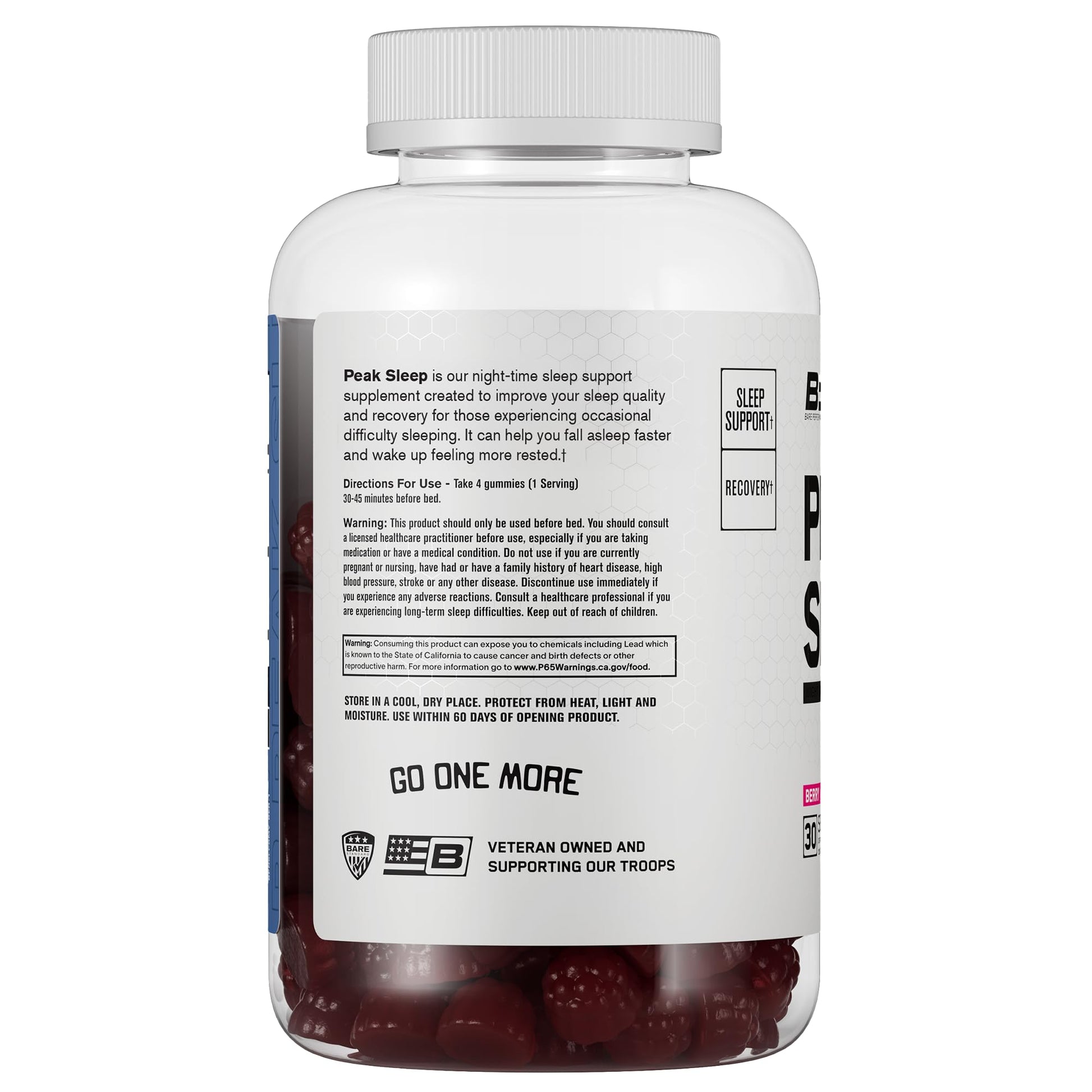 BARE PERFORMANCE NUTRITION, BPN Peak Sleep Gummy, Sleep Aid & Recovery Support Supplement, 30 Servings, Berry BARE PERFORMANCE NUTRITION uk supplements