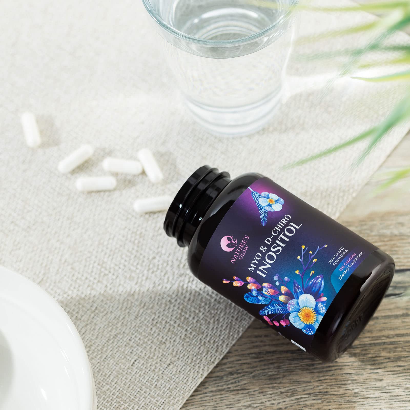 Myo-Inositol & D-Chiro Inositol 1025mg - 40:1 Ideal Ratio for Ovarian Support, Vegan Myo & D Chiro Supplement for Women's Natural Balance and Hormone Support, Vitamin B8, Non-GMO - 120 Capsules Nature's Glow uk supplements