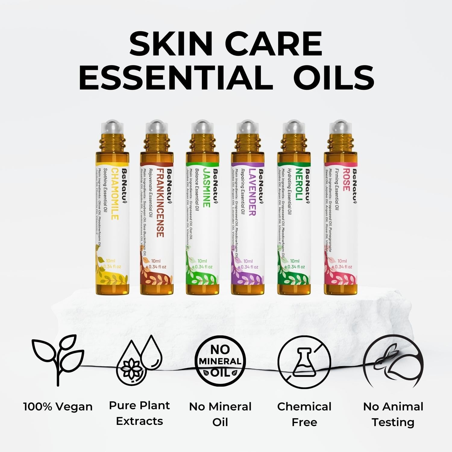 benatu 6-Pack Facial Essential Oils - Skin Care Set, 100% Pure Plant Extraction, Safe for Sensitive Skin benatu uk supplements