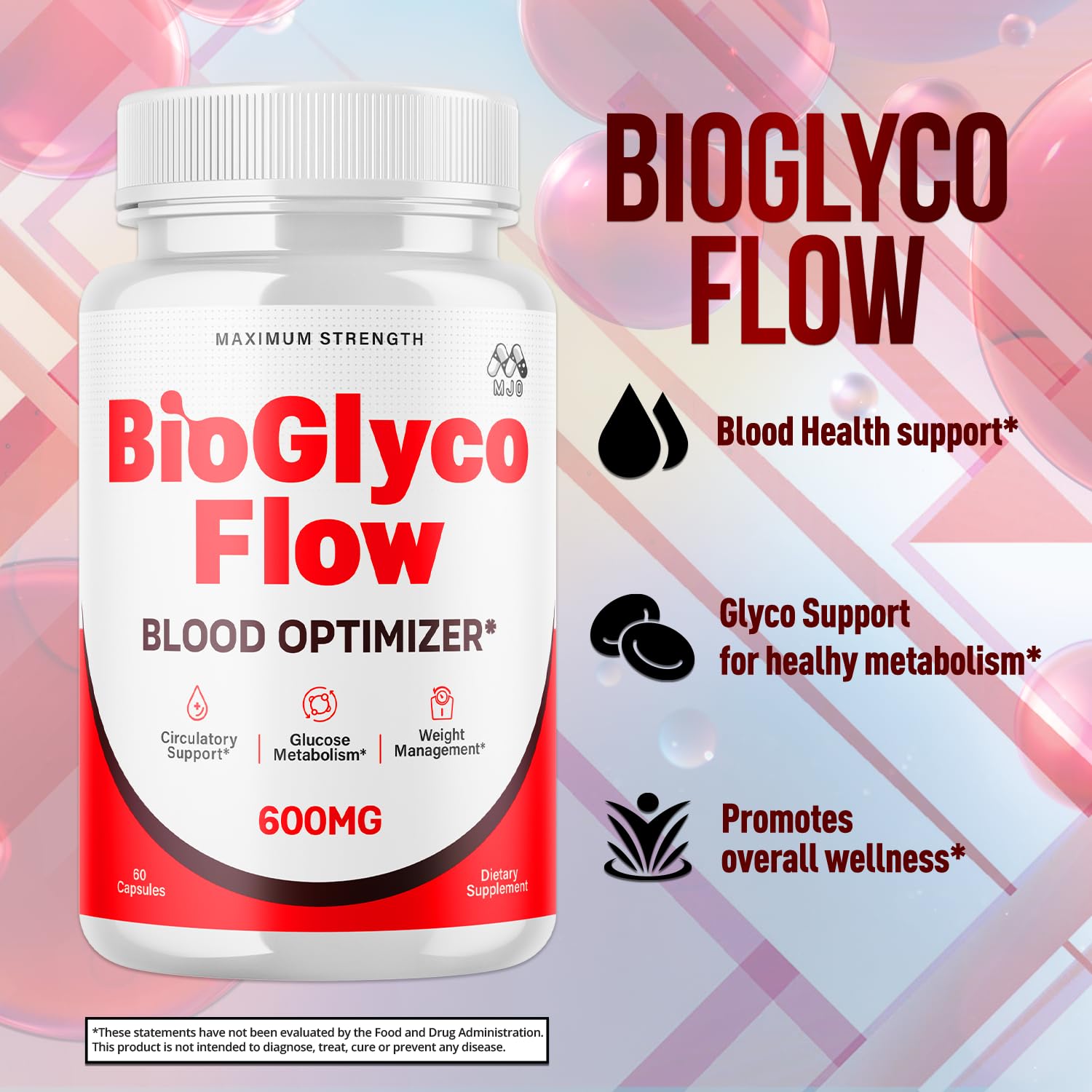 BioGlyco Flow Capsules, Official BioGlyco Flow Pills with All Natural Ingredients, Advanced Overall Health & Wellness Support in a Vitamin Supplement with Maximum Strength Multivitamins (60 Capsules) MJO uk supplements