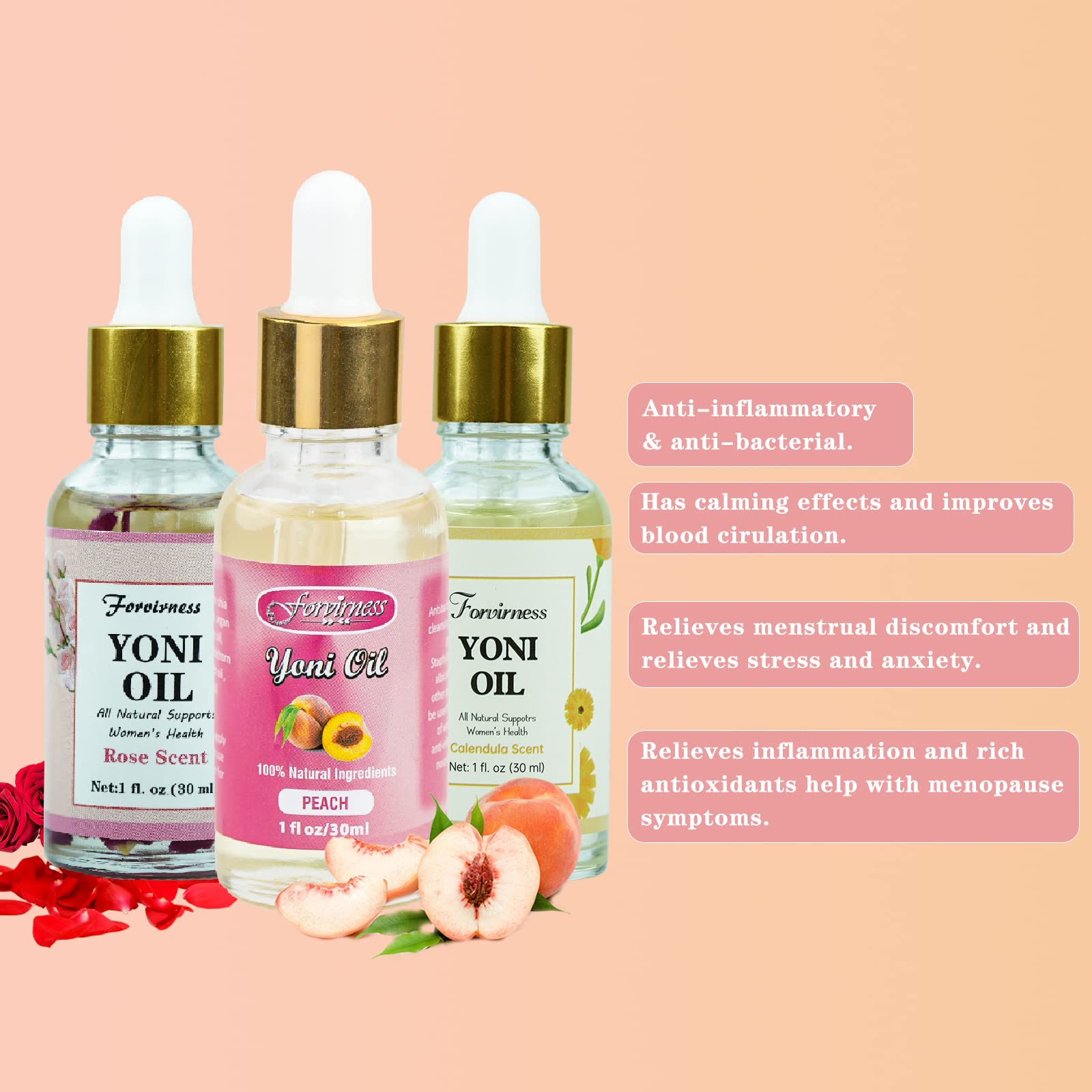 3 Packs Natural Yoni Oil Feminine Wash Ph Balanced for Women, Eliminates Vaginal Odor forvirness uk supplements