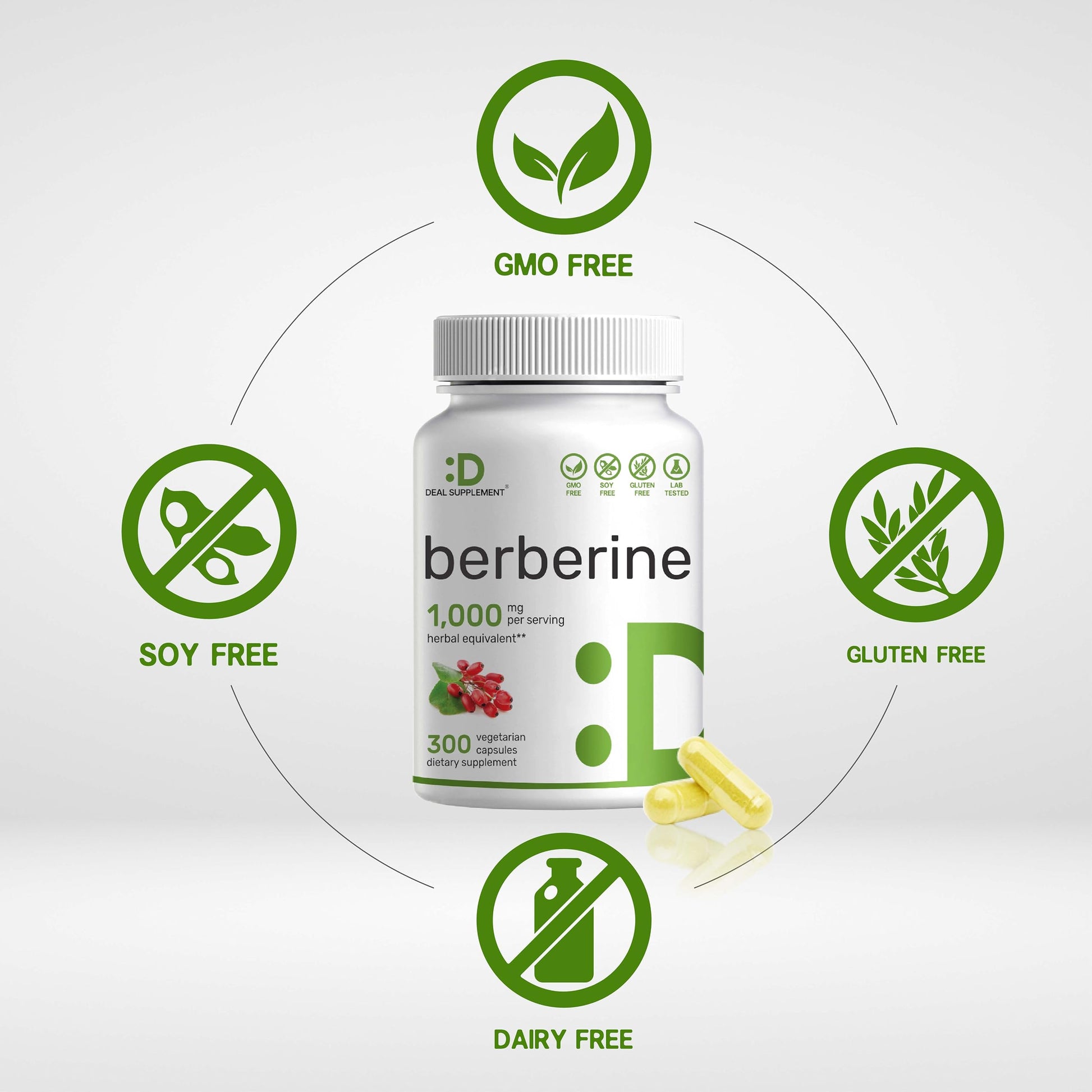 Berberine Supplement, 1,000mg Per Serving, 300 Veggie Capsules – 97% Pure Berberine DEAL SUPPLEMENT uk supplements