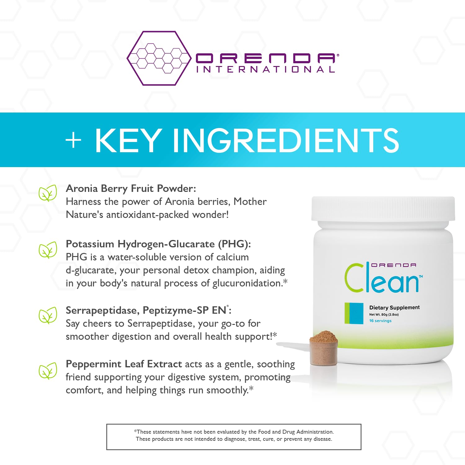 Orenda Clean - Peptizyme-SP EN, Aronia Berry, Aloe Vera and More for Digestive Support - Nutrient-Rich Supplement for Wellness - 80g, 16 Servings Orenda International uk supplements