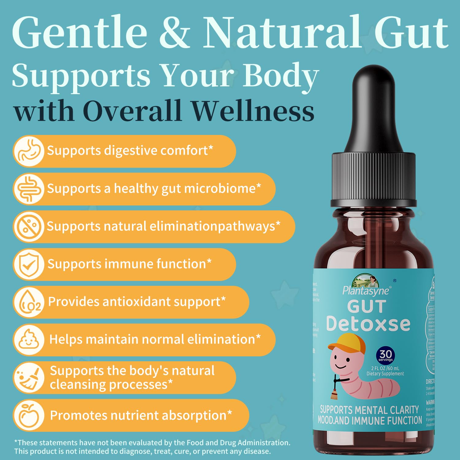 Plantasyne Herbal Gut Cleanse Drops with Black Walnut Hull & Barberry Root | Gentle Liquid Detox for Gut & Colon Support | for Adults & Kids|30 Servings Plantasyne uk supplements