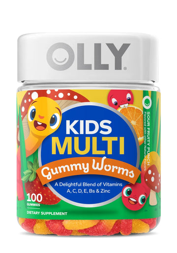 OLLY Kids Multivitamin Gummy Worms, Overall Health and Immune Support, Vitamins and Minerals A, C, D, E, Bs and Zinc OLLY uk supplements