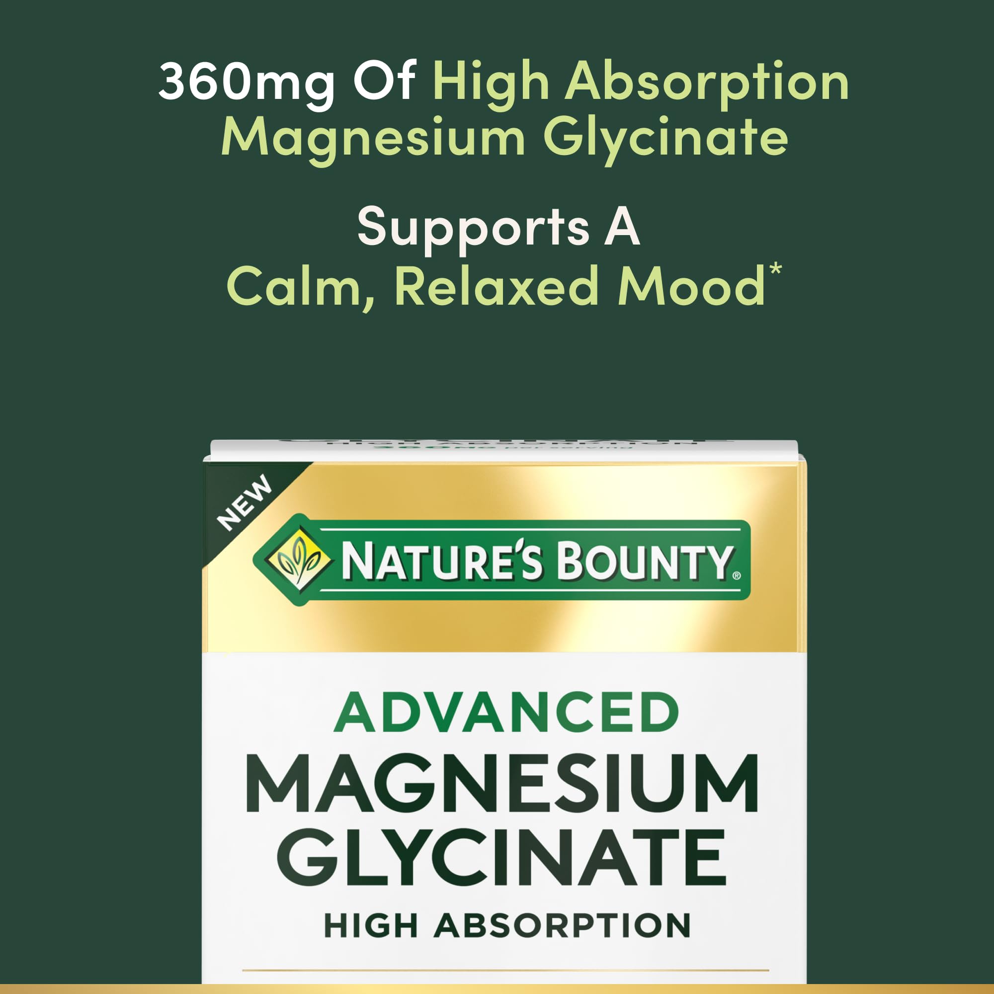 Nature's Bounty Calm Magnesium Glycinate Supplement - High Absorption Magnesium for Relaxed Mood, Heart & Bone Health, 90 Capsules Nature's Bounty uk supplements