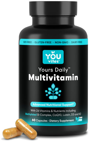 You Vites - Methylated Multivitamin for Men and Women, Methyl Multi Without Iron - 60 Capsules, MTHFR Supplement with Methyl B12, Methylfolate (5-MTHF), CoQ10 for Energy, Heart and Mood Support You Vites uk supplements