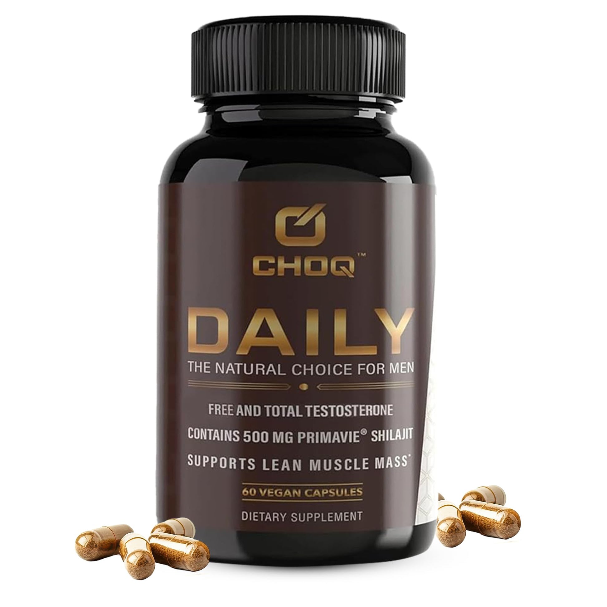 CHOQ Daily with 500mg PrimaVie Shilajit, Safed Musli, Tribulus - Natural Energy, Libido & Muscle Support - Daily Supplement for Men, 60 Vegan Capsules CHOQ uk supplements