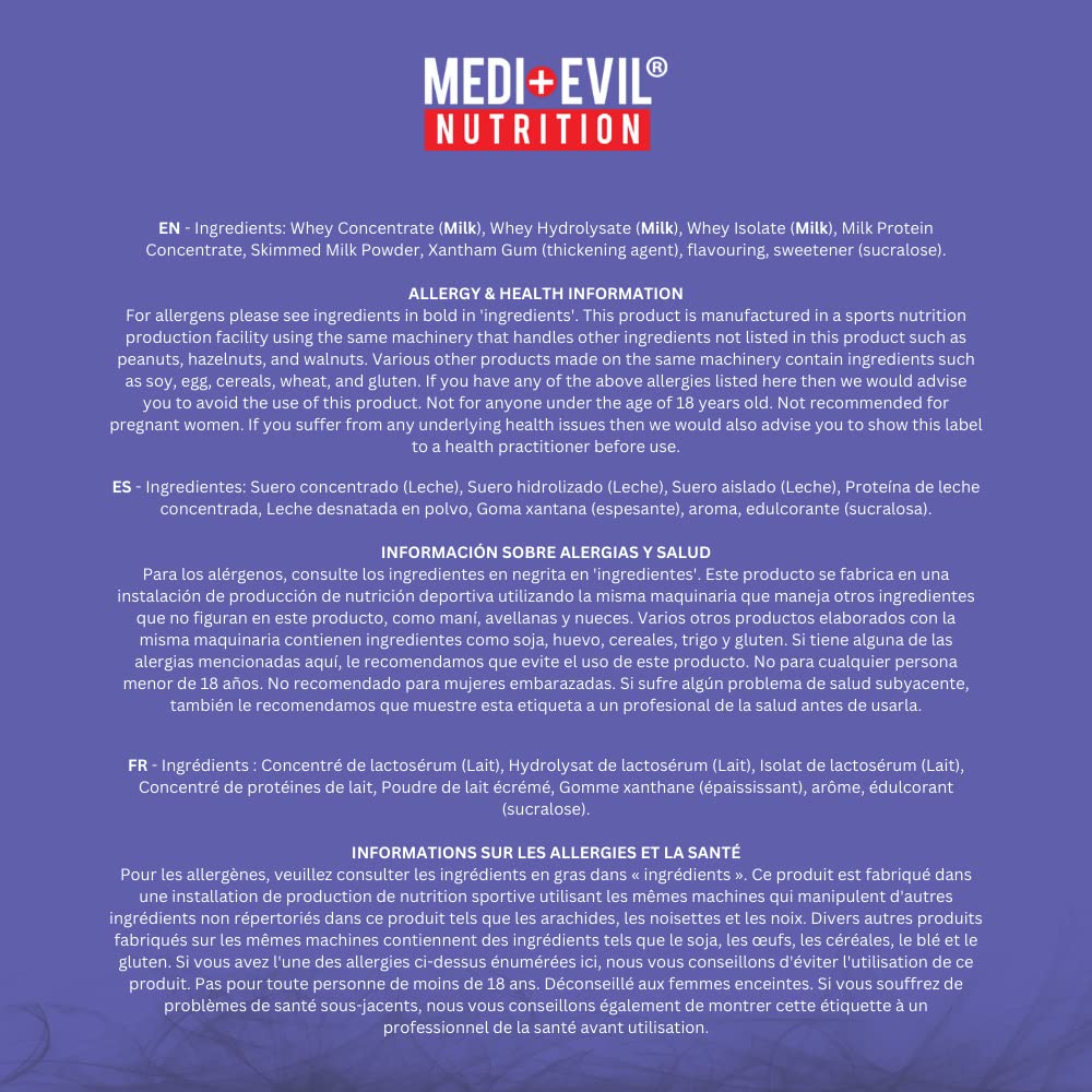 Medi-Evil Nutrition Whey Dynamic Protein, White Chocolate Flavour, 600g, 20 Servings Medi-Evil uk supplements