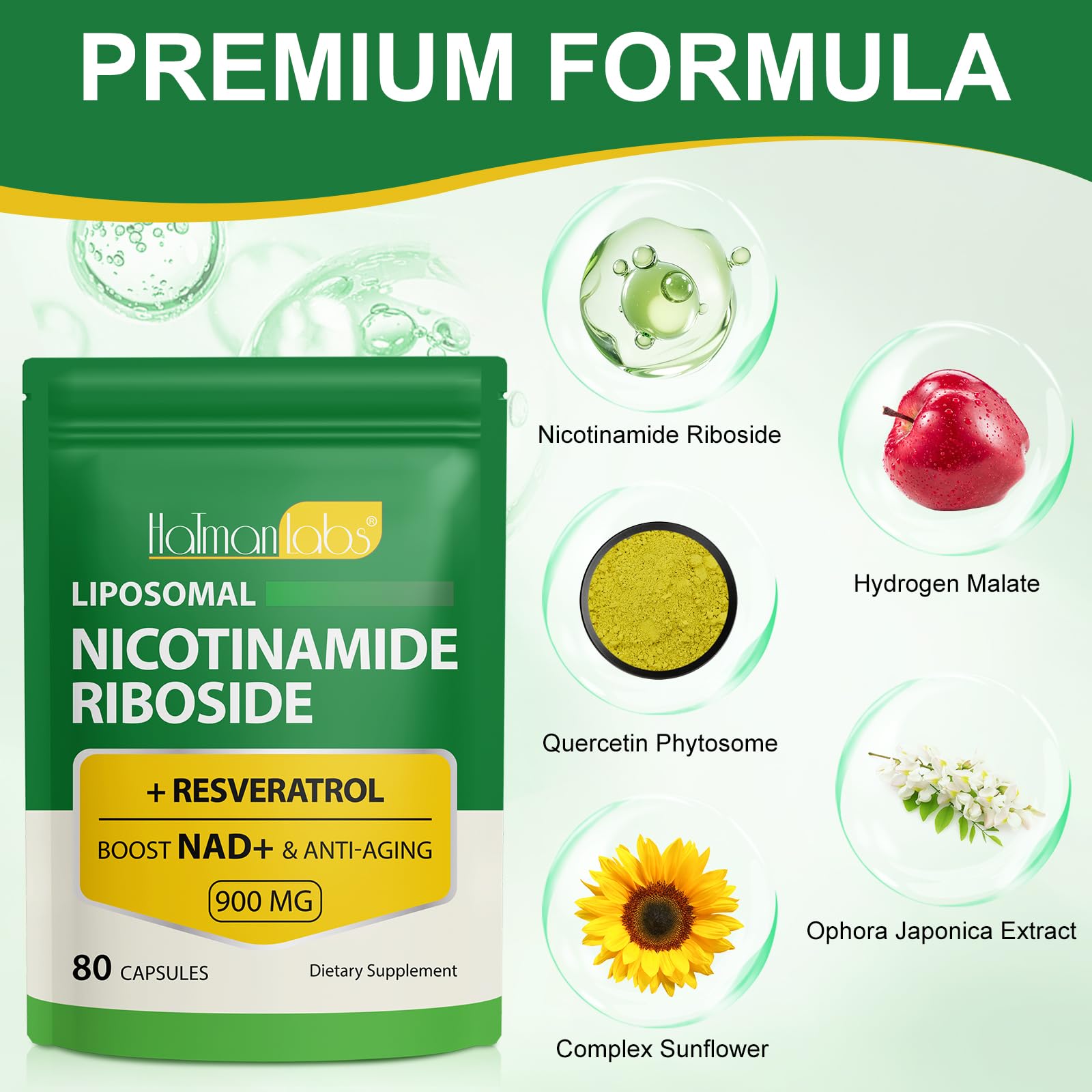 NAD Supplement - Liposomal Nicotinamide Riboside 900mg, Resveratrol, Quercetin - High Purity NAD Supplement for Energy, Support Cellular Health, Stamina & Healthy Aging - Ultra Strength 80 Capsules MXCZBSM uk supplements