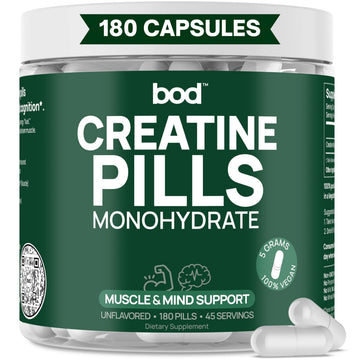 BOD Creatine Monohydrate Capsules – 45 Servings (4 Capsules = 5 g) – Ultra-Pure 200 Mesh Creatine Monohydrate – Strength, Power, Muscle Growth & Recovery Bod uk supplements