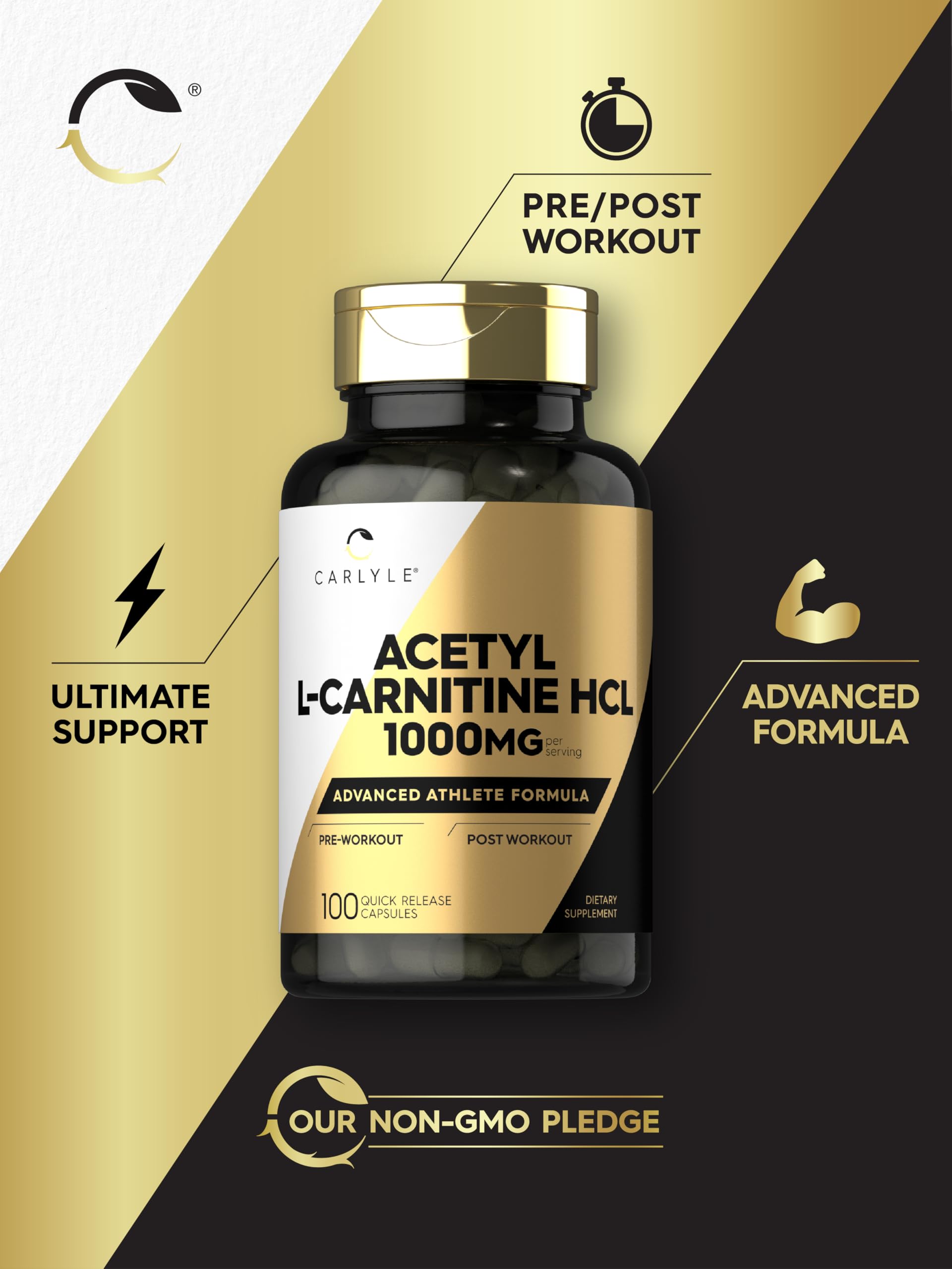 Carlyle Acetyl L-Carnitine HCL | 1000mg | 100 Capsules | Advanced Athlete Formula | Pre-Workout Supplement | Non-GMO & Gluten Free Carlyle uk supplements