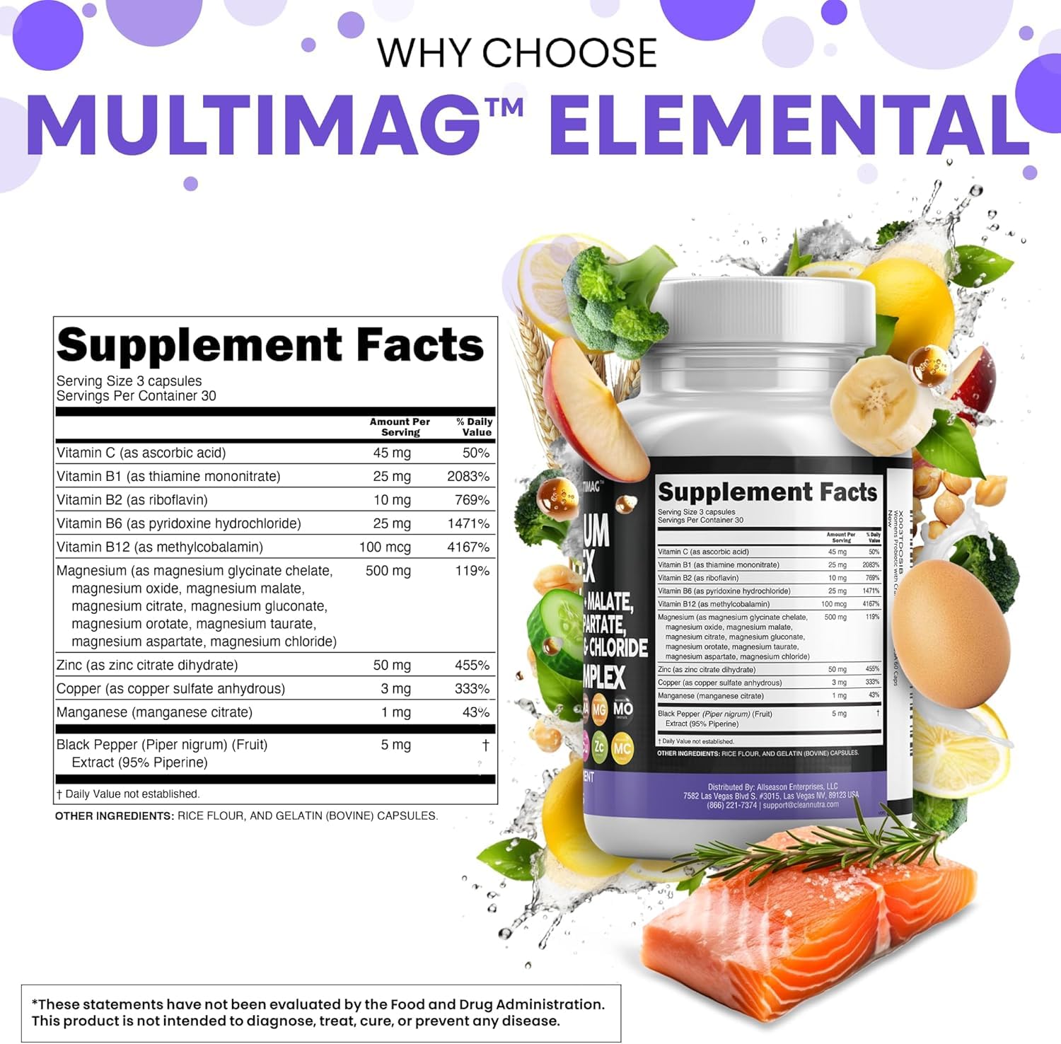 Clean Nutraceuticals Magnesium Complex with Magnesium Glycinate Citrate Malate Oxide Taurate Aspartate Orotate & Mag Chloride, Zinc Copper Manganese (90 Count (Pack of 2)) Clean Nutraceuticals uk supplements