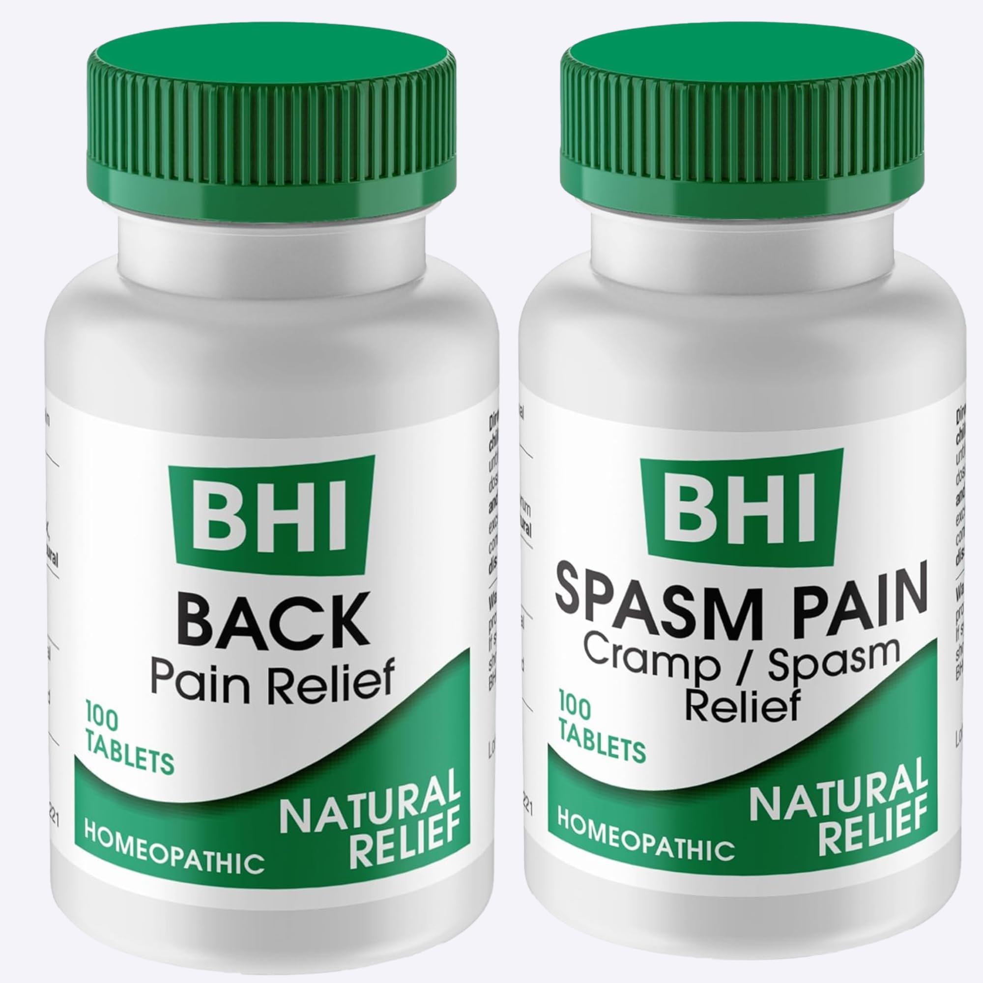 BHI Pain & Spasm Bundle BHI Back Homeopathic Support for Back Pain (100 Tablets) +BHI Spasm, Natural Relief for Cramps & Spasms, Homeopathic Medicine (100 Tablets) MediNatura uk supplements