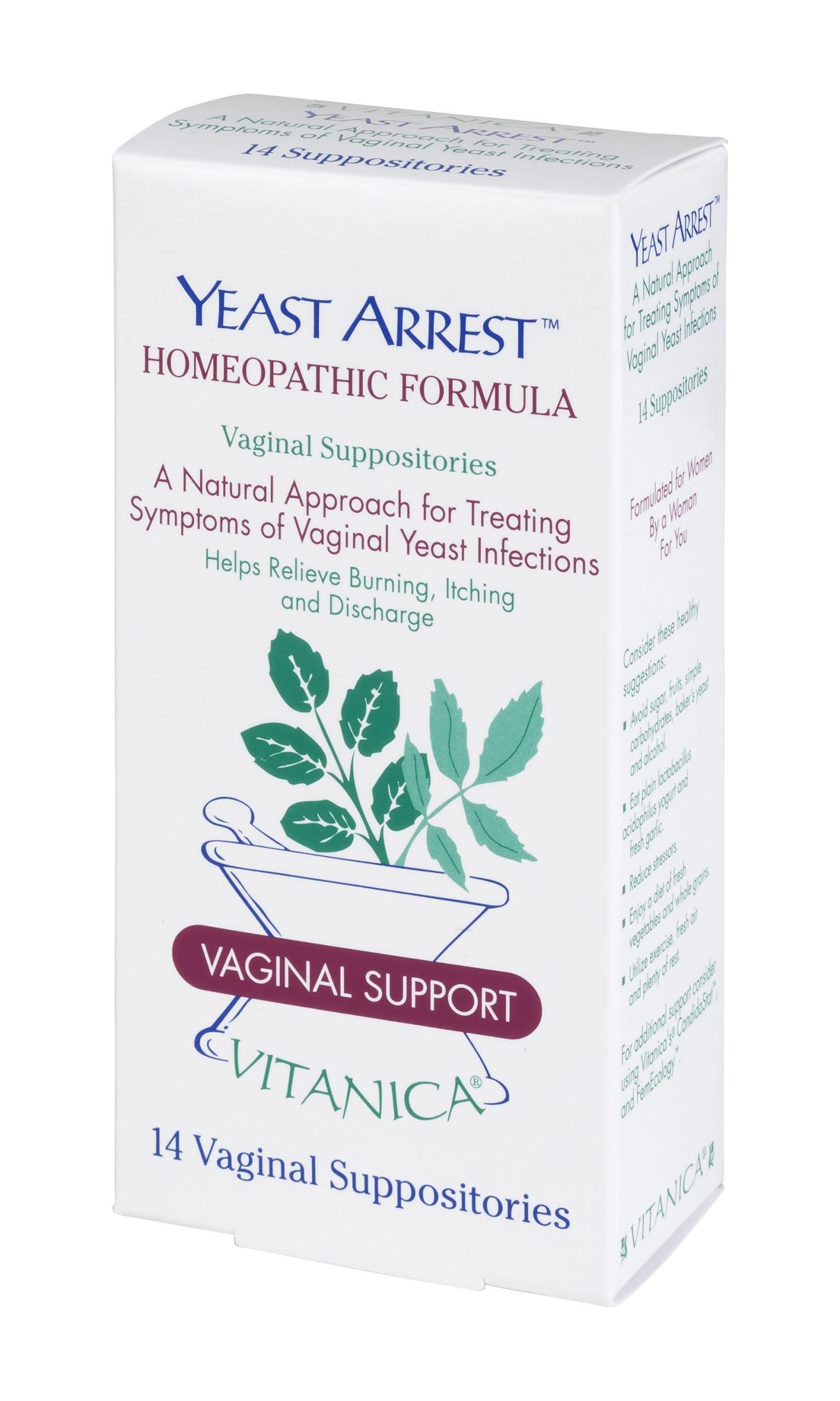 Vitanica Yeast Arrest, Homeopathic Vaginal Suppositories, for Yeast Infection Symptoms Vitanica uk supplements