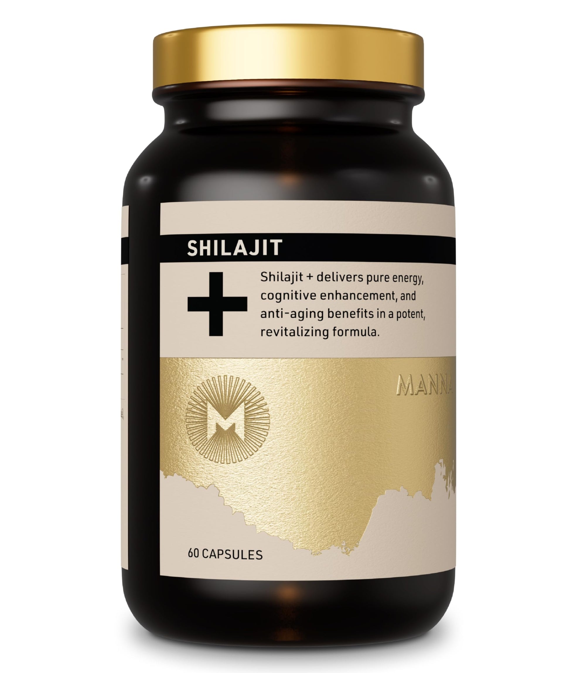 Manna Vitality Shilajit+ Capsules | 1000mg Purified Himalayan Shilajit Resin Supplement | Highest Bioavailability | Energy, Performance, Detox, Vitality, Mental Clarity & Cognitive Support | 60 Count M Manna uk supplements